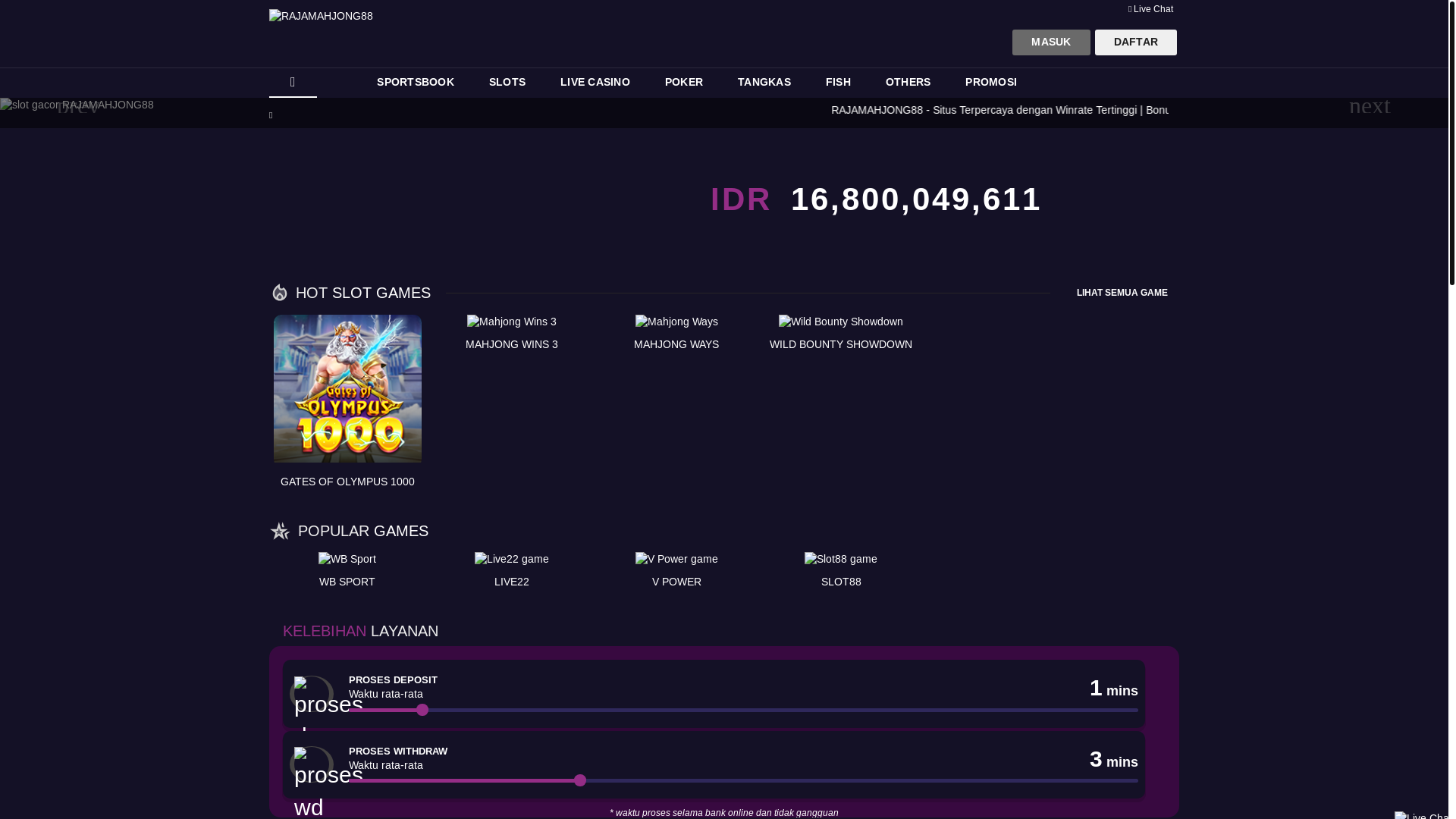 website screenshot of https://rajamahjong88.pages.dev/