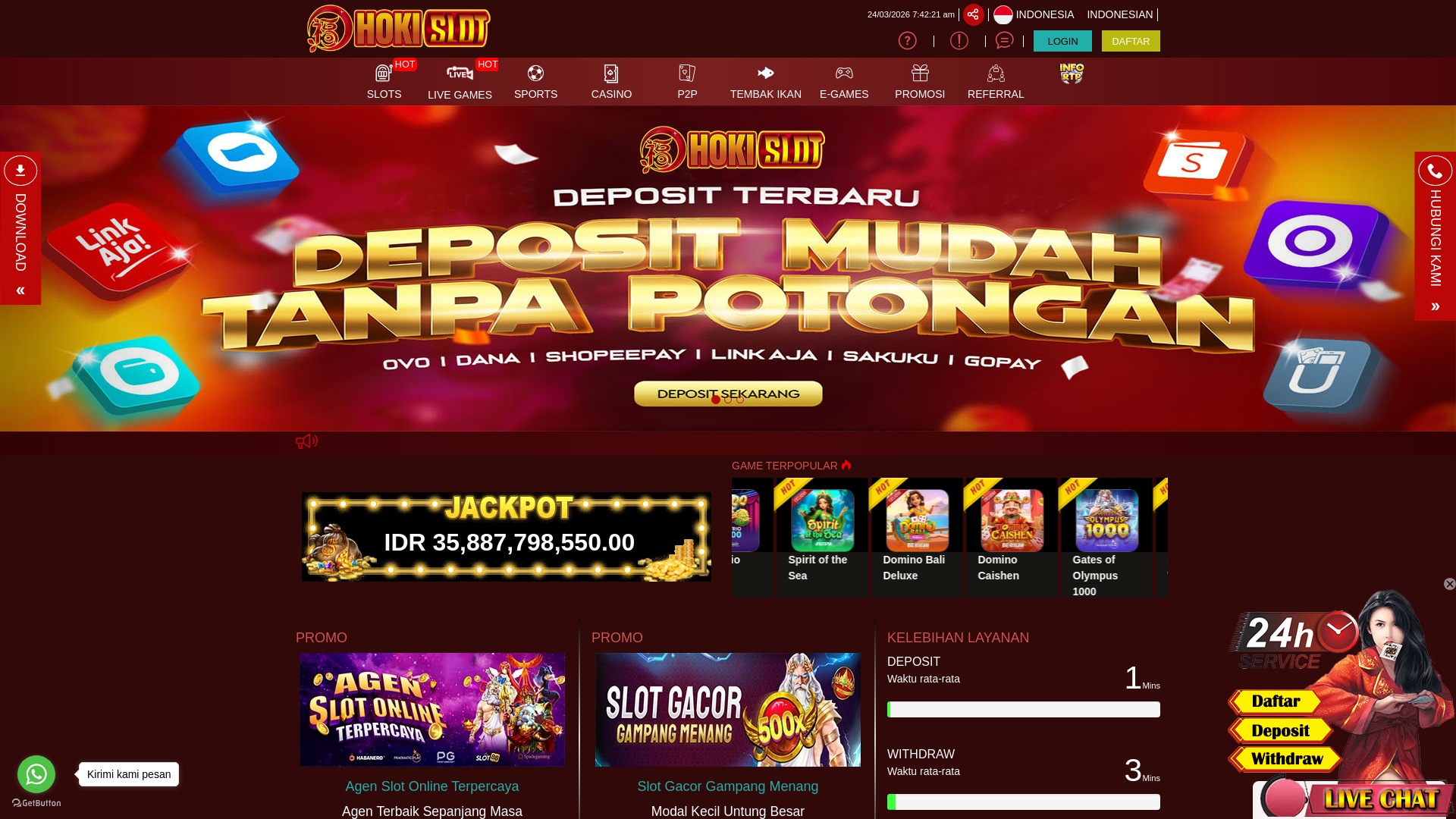 website screenshot of https://hokislotbody.website/