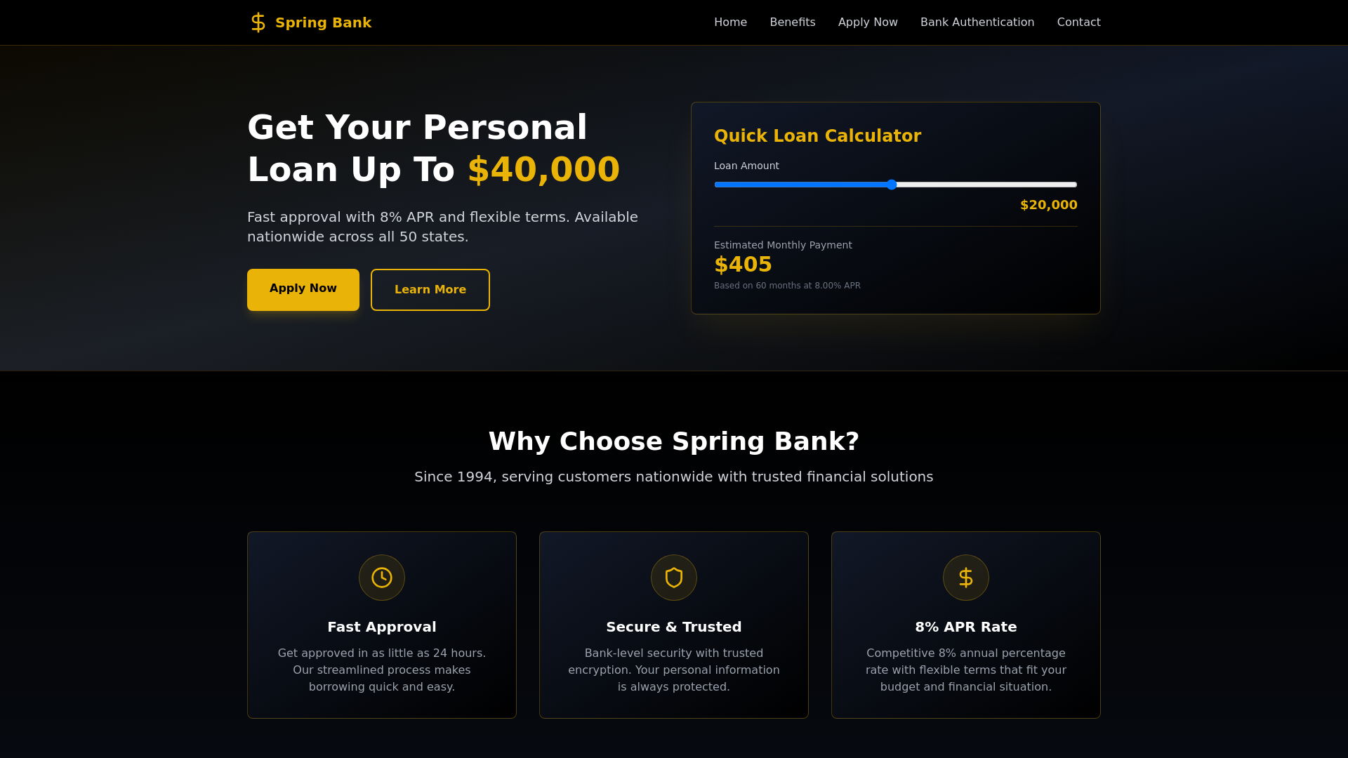 website screenshot of https://springbanksloan.com/