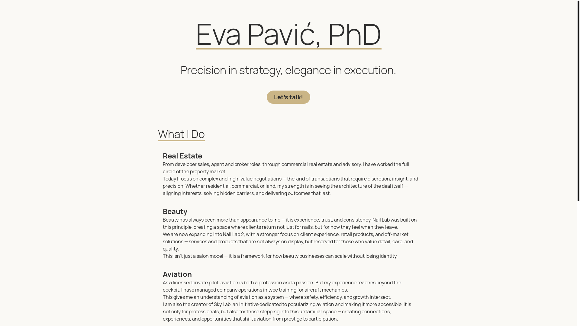 website screenshot of https://evapavic.com/