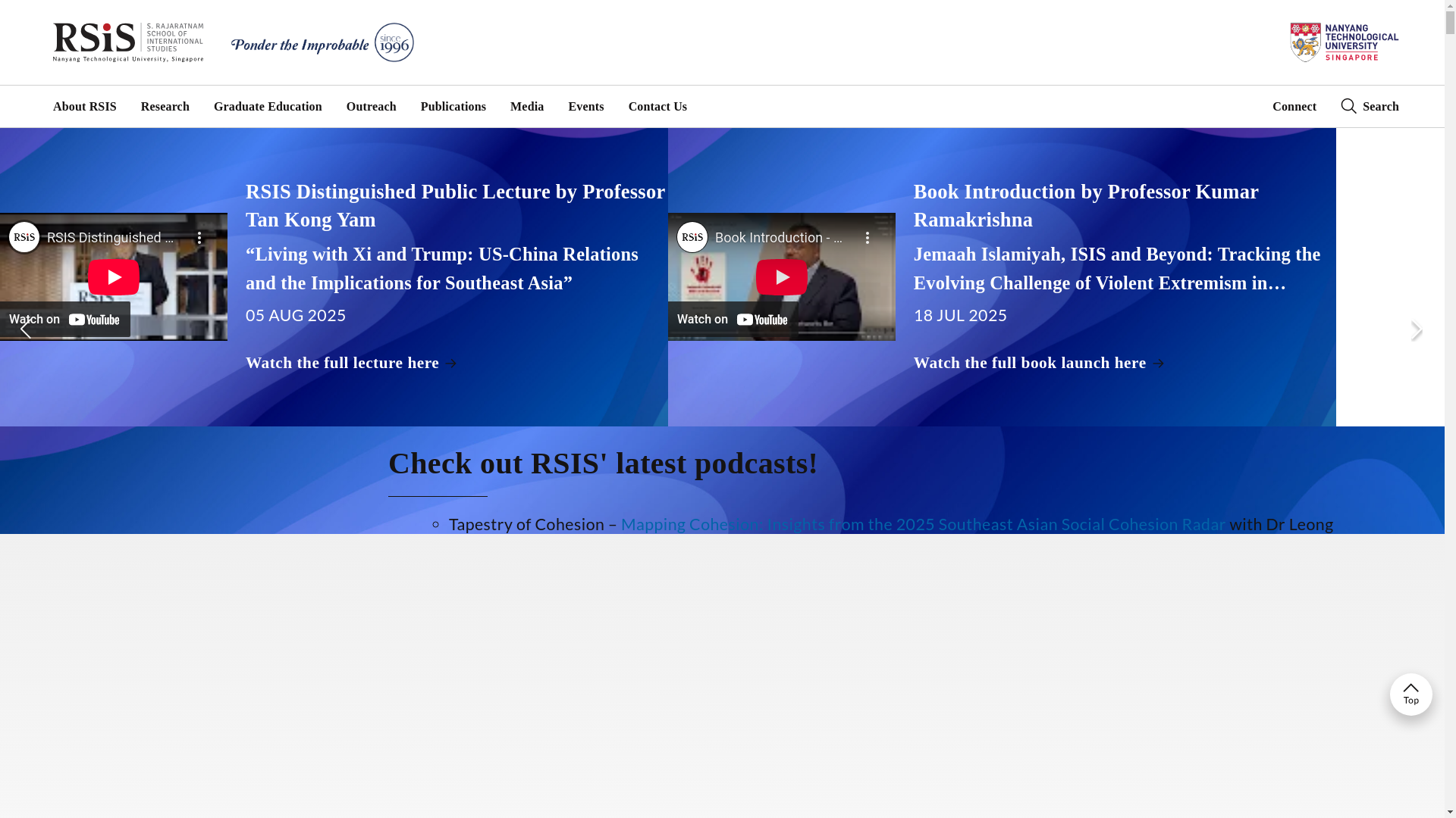website screenshot of http://www.rsis.edu.sg/