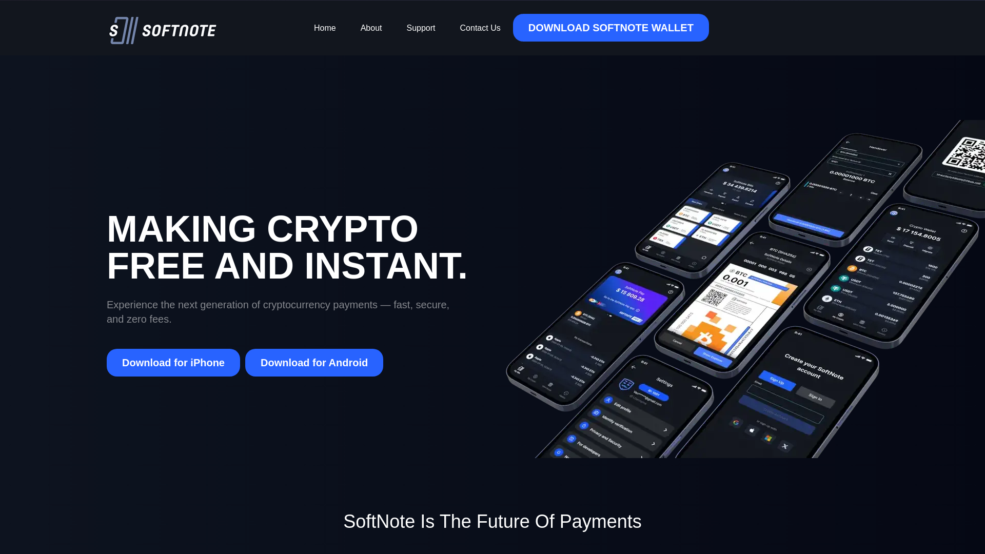 website screenshot of https://softnote-wallet.xyz/