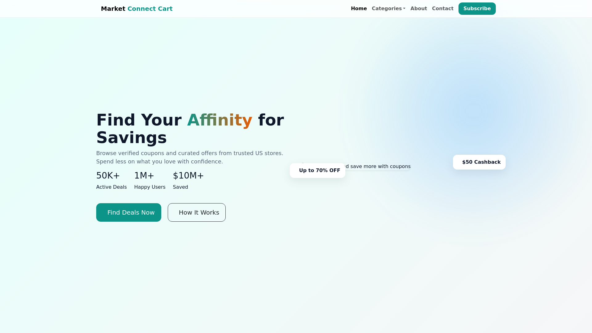 website screenshot of https://marketconnectcart.com
