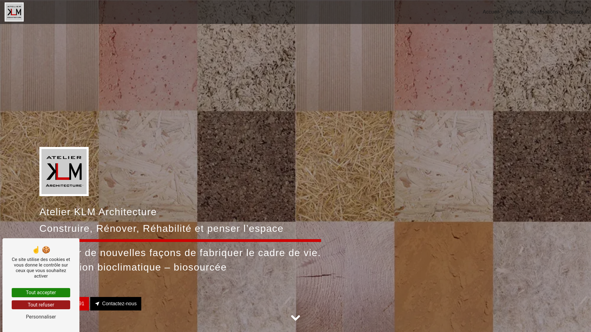website screenshot of https://atelierklm-architecture-22.fr