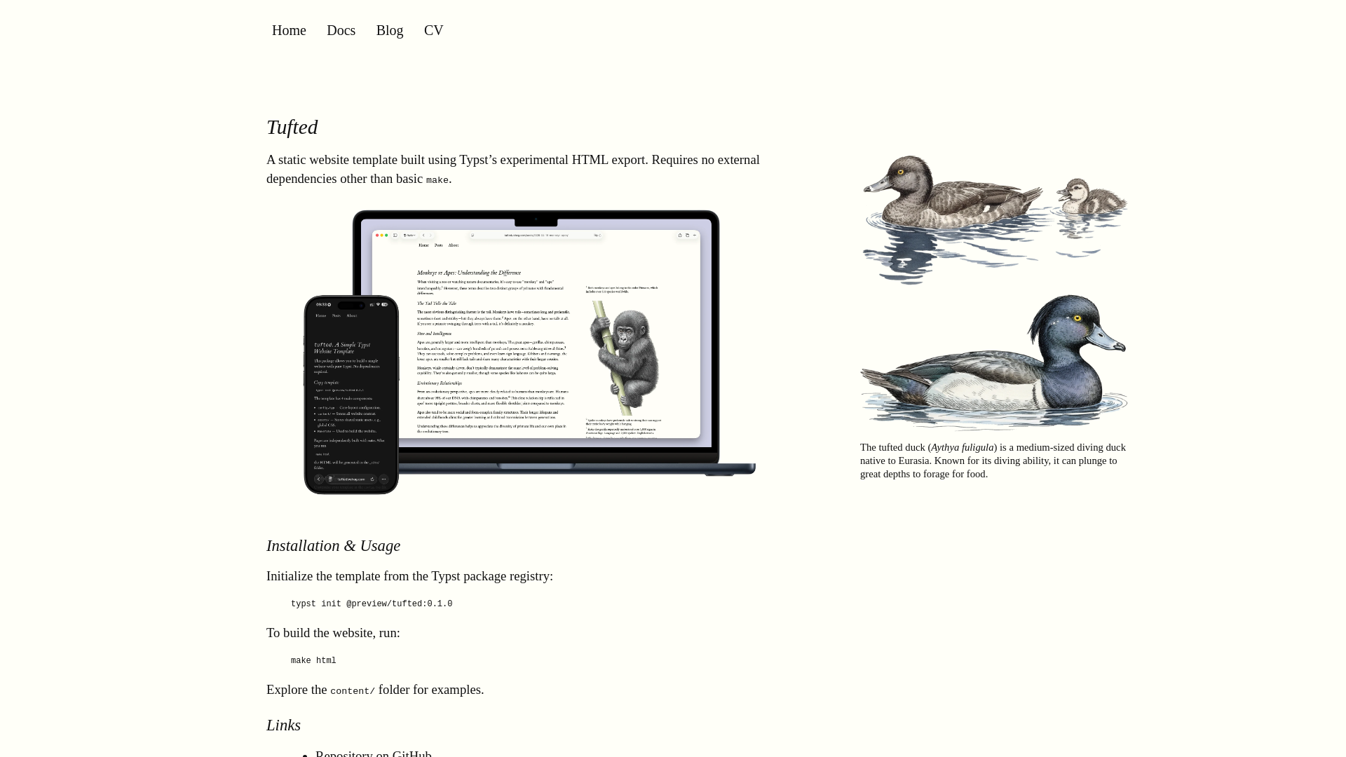 website screenshot of https://tufted.pages.dev/