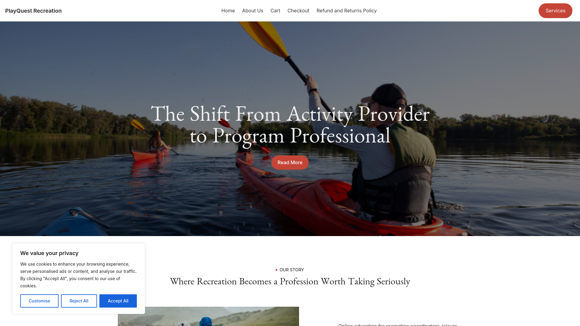 website screenshot of https://playquestrecreation.mom