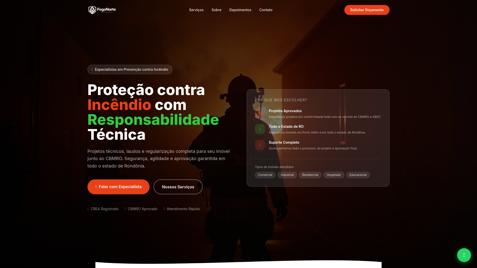 website screenshot of https://fogonorteengenharia.com.br