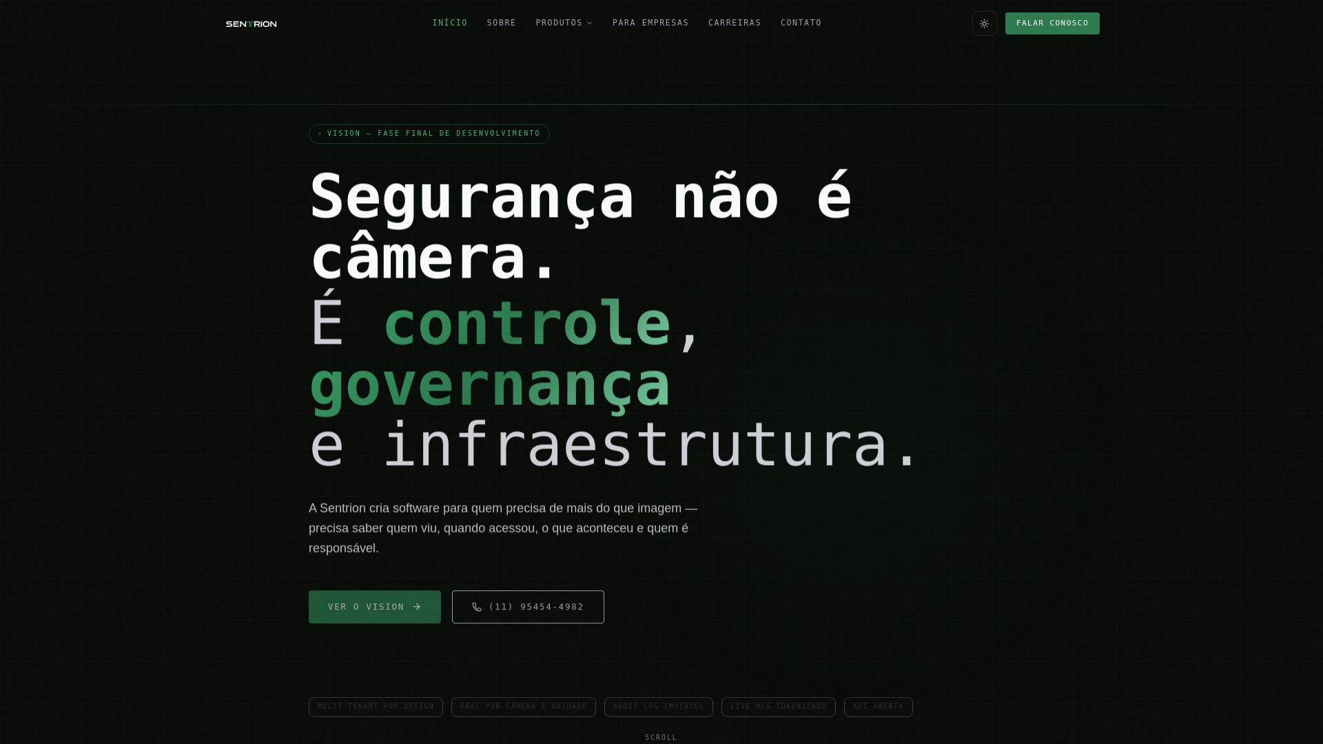 website screenshot of https://sentrion.com.br