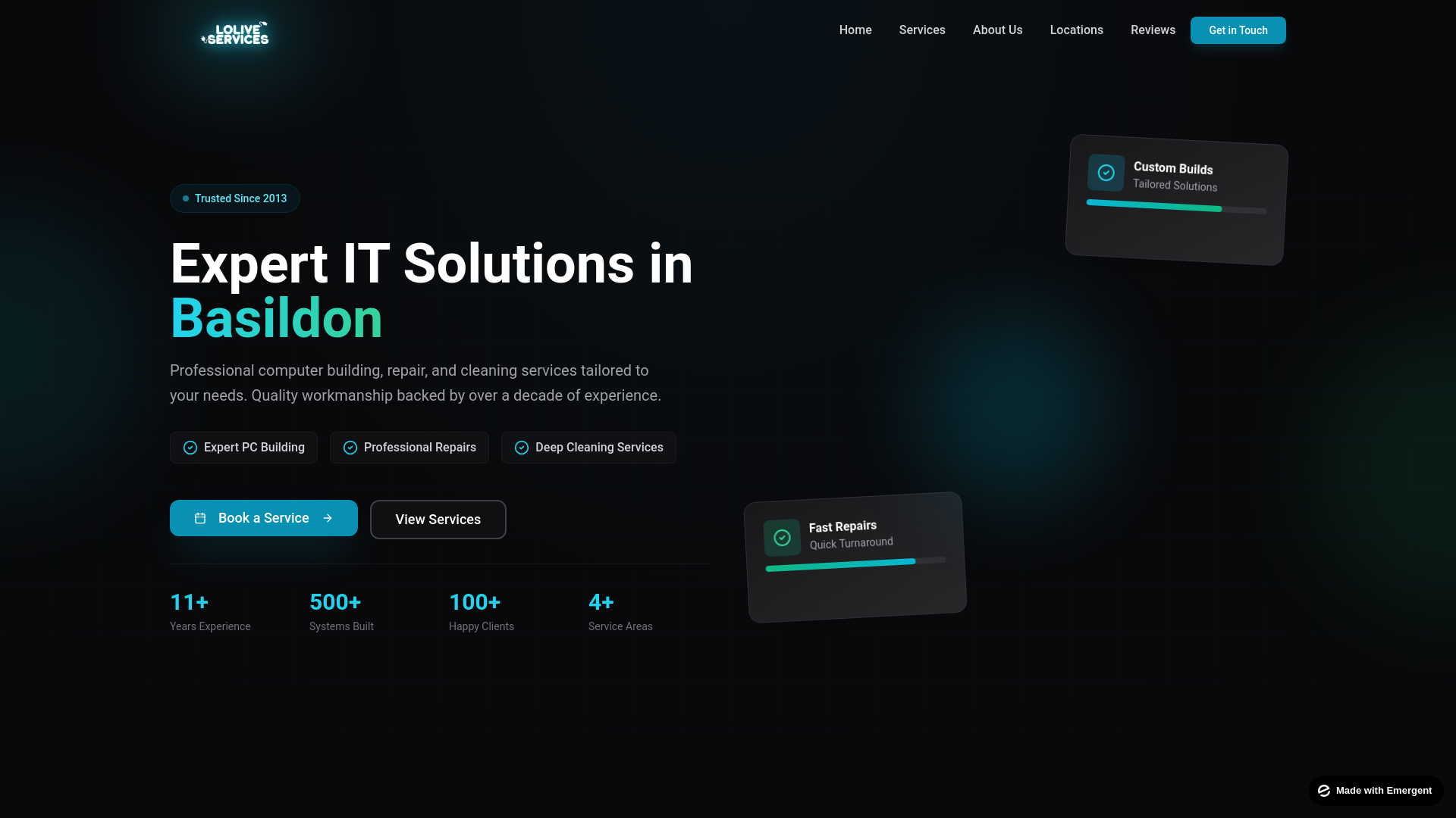 website screenshot of https://loliveservices.uk/
