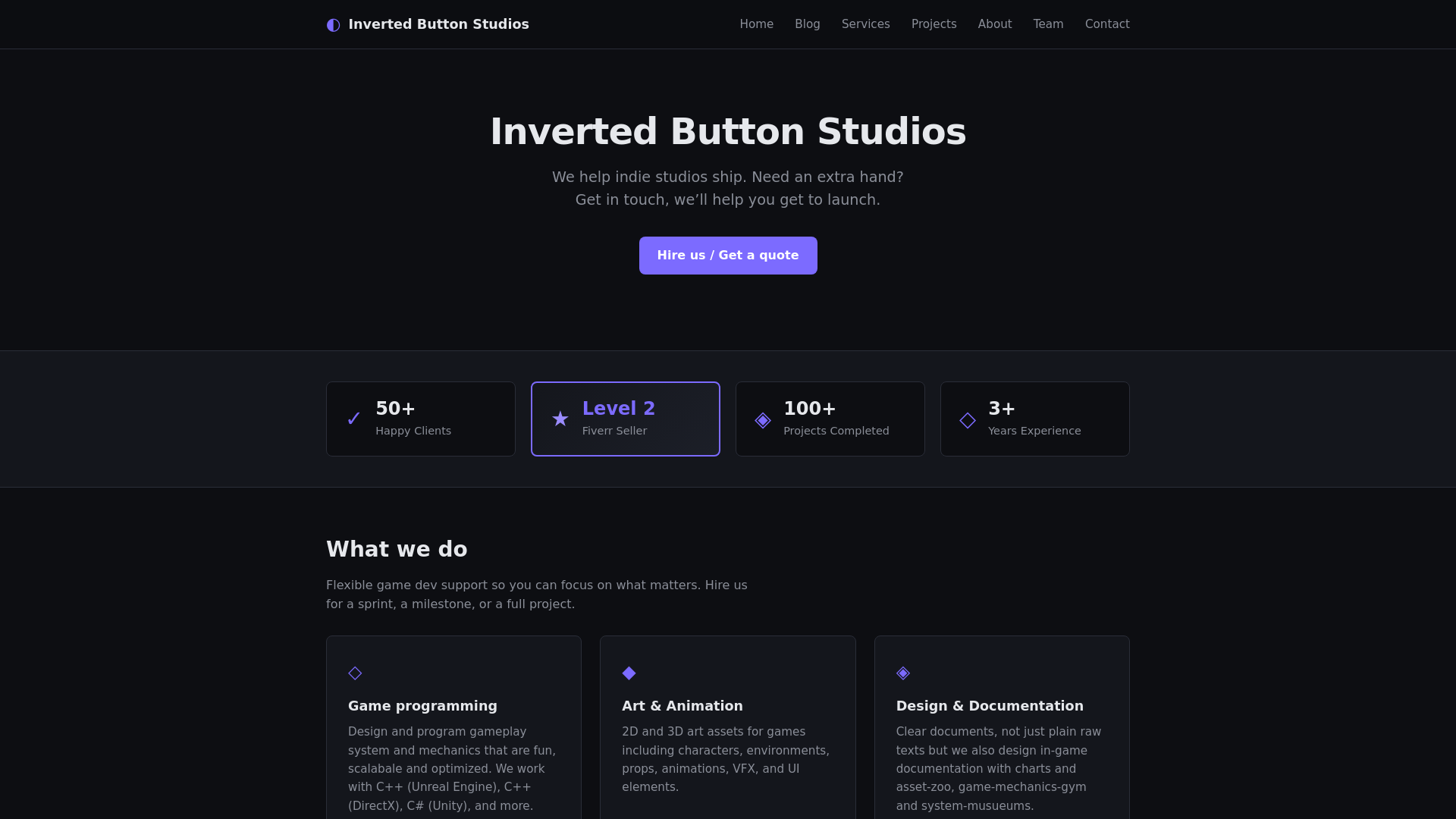 website screenshot of https://invertedbuttonstudios.org/