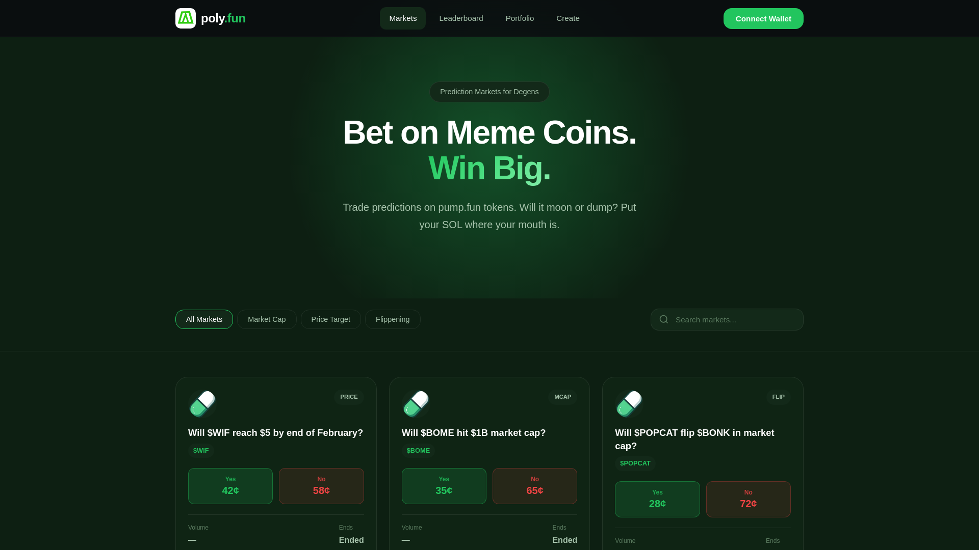 website screenshot of https://memepoly.fun/