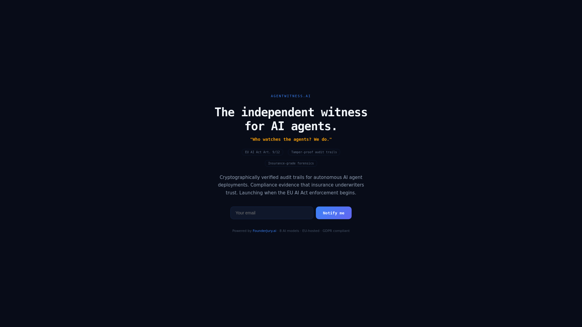website screenshot of https://agentwitness.ai