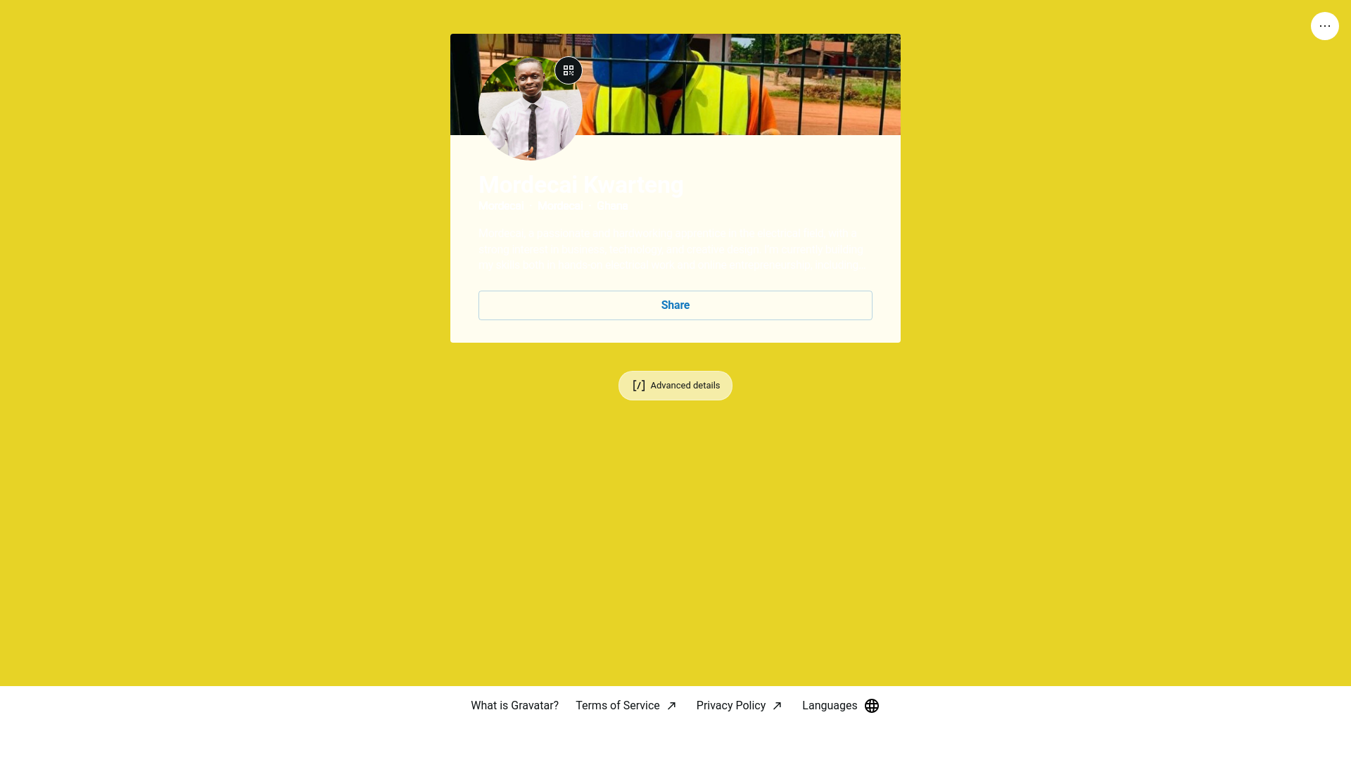 website screenshot of https://mordecaikwarteng.link/