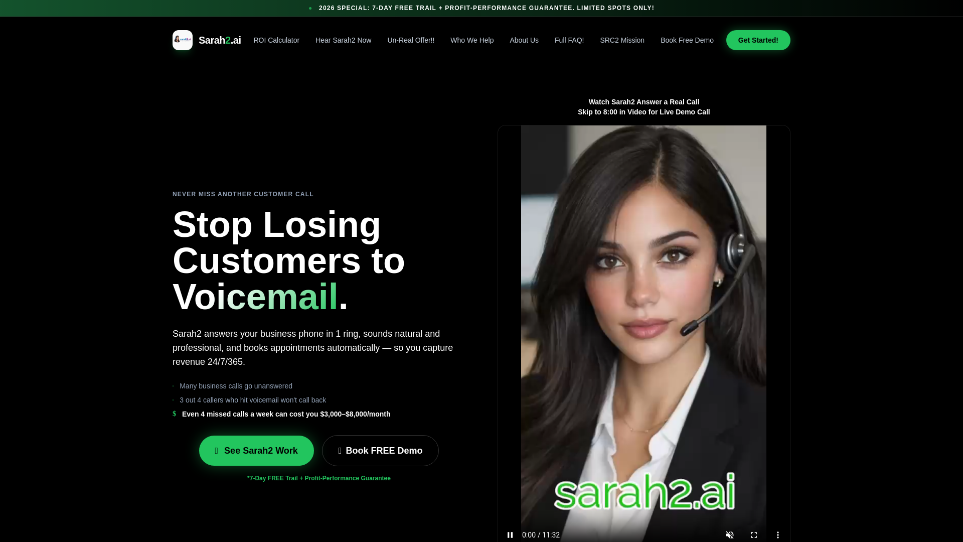 website screenshot of https://sarah2ailabs.com/