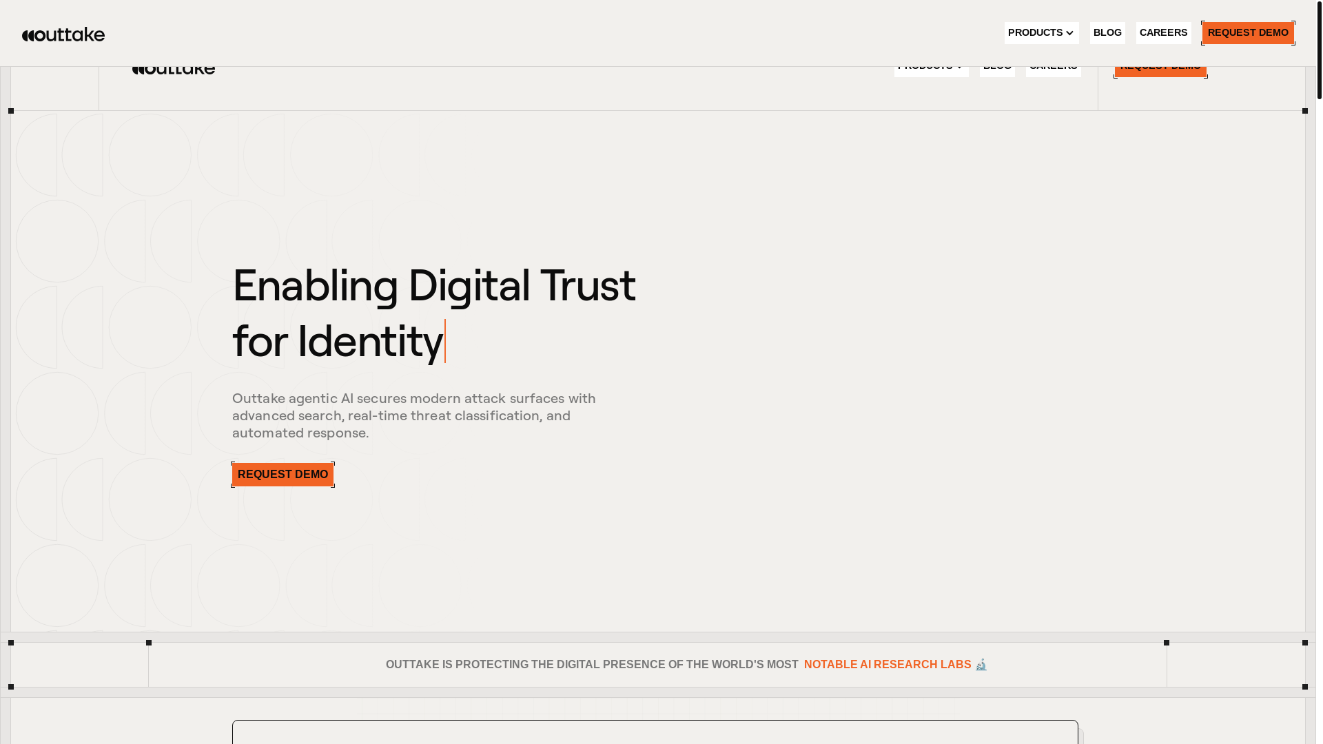 website screenshot of https://tryouttakeai.com/