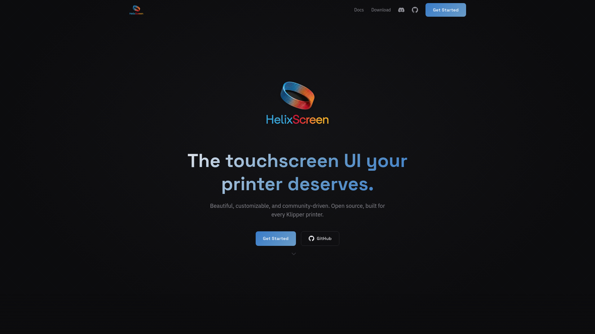 website screenshot of https://helixscreen-website.pages.dev/