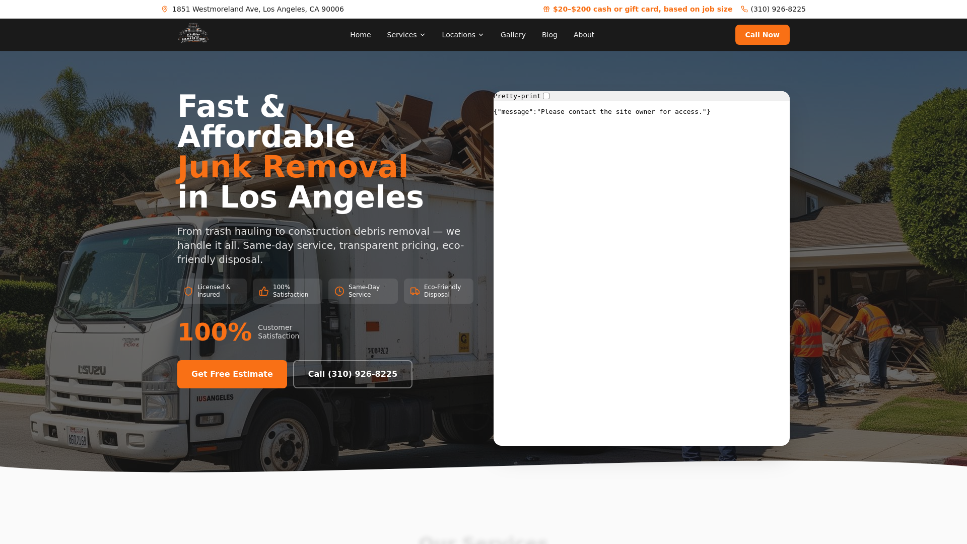 website screenshot of https://bayhaulerss.com/