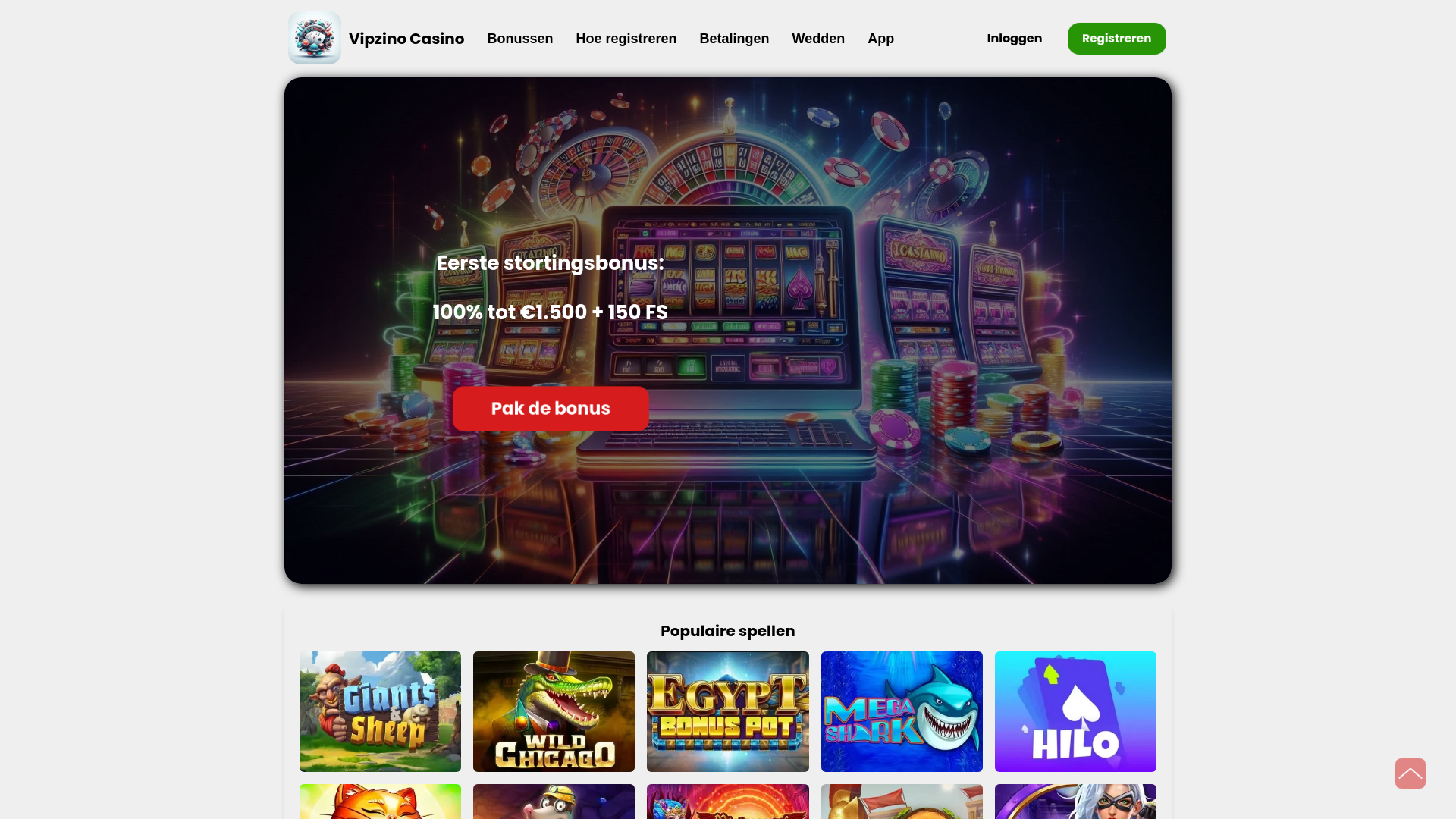 website screenshot of https://vipzinocasino7.nl/