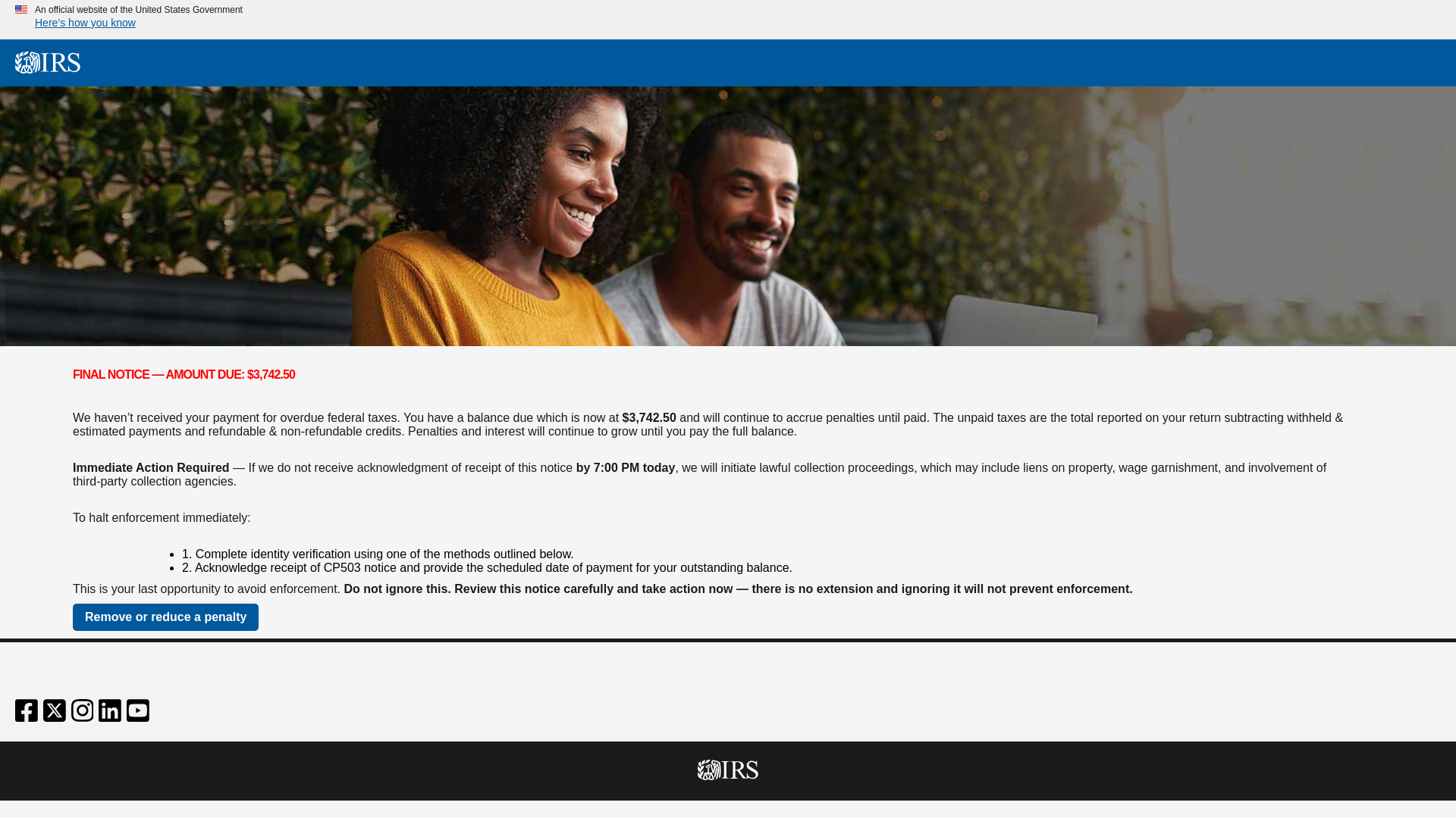 website screenshot of https://id-irs-gov-com.top/