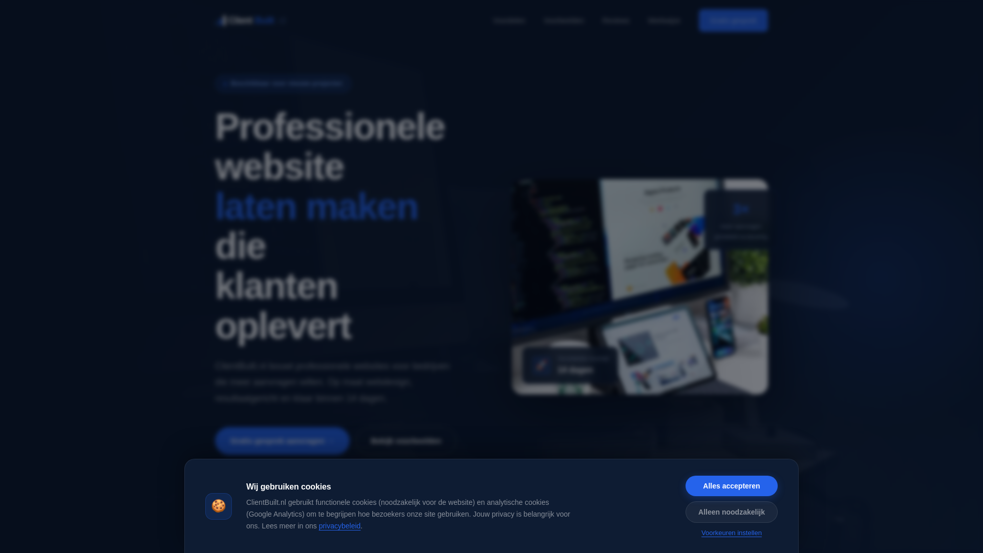 website screenshot of https://clientbuilt.nl
