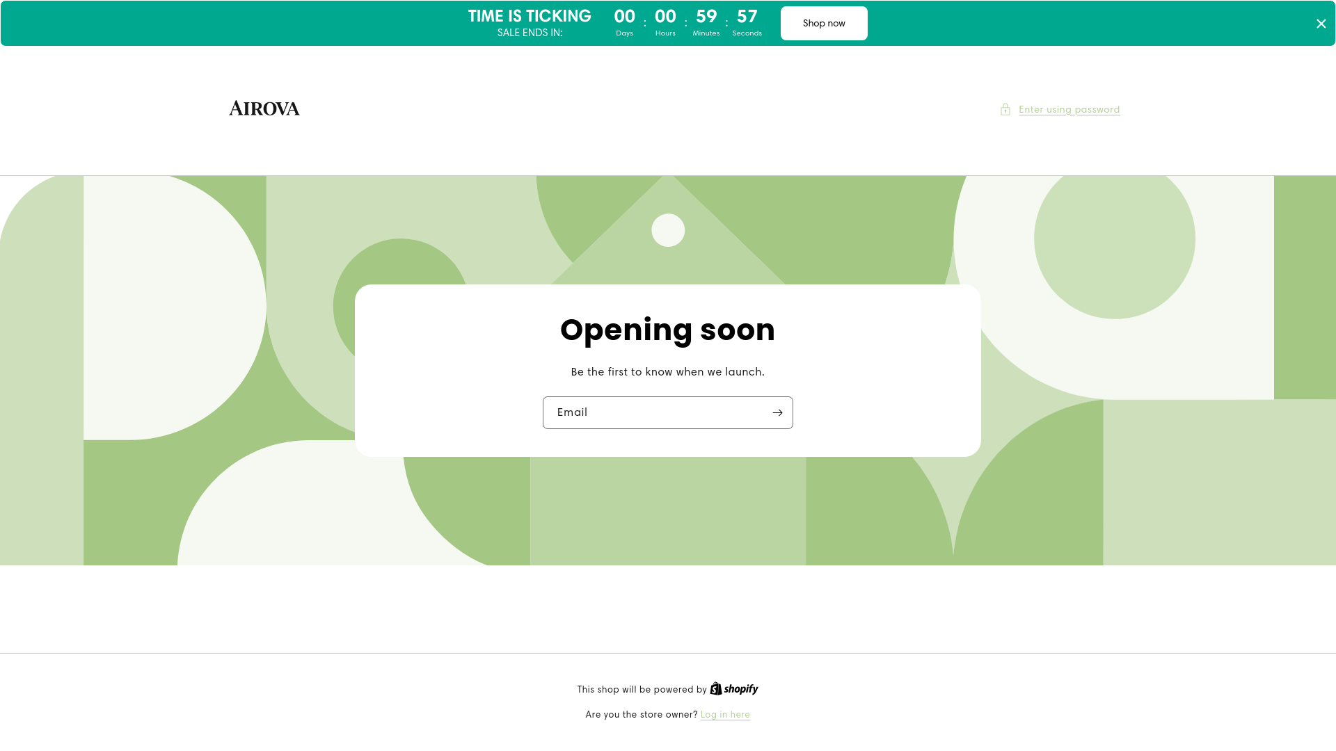 website screenshot of https://shop-airova.com/