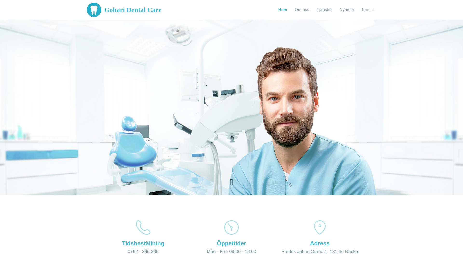website screenshot of https://gohari-dental-care.se