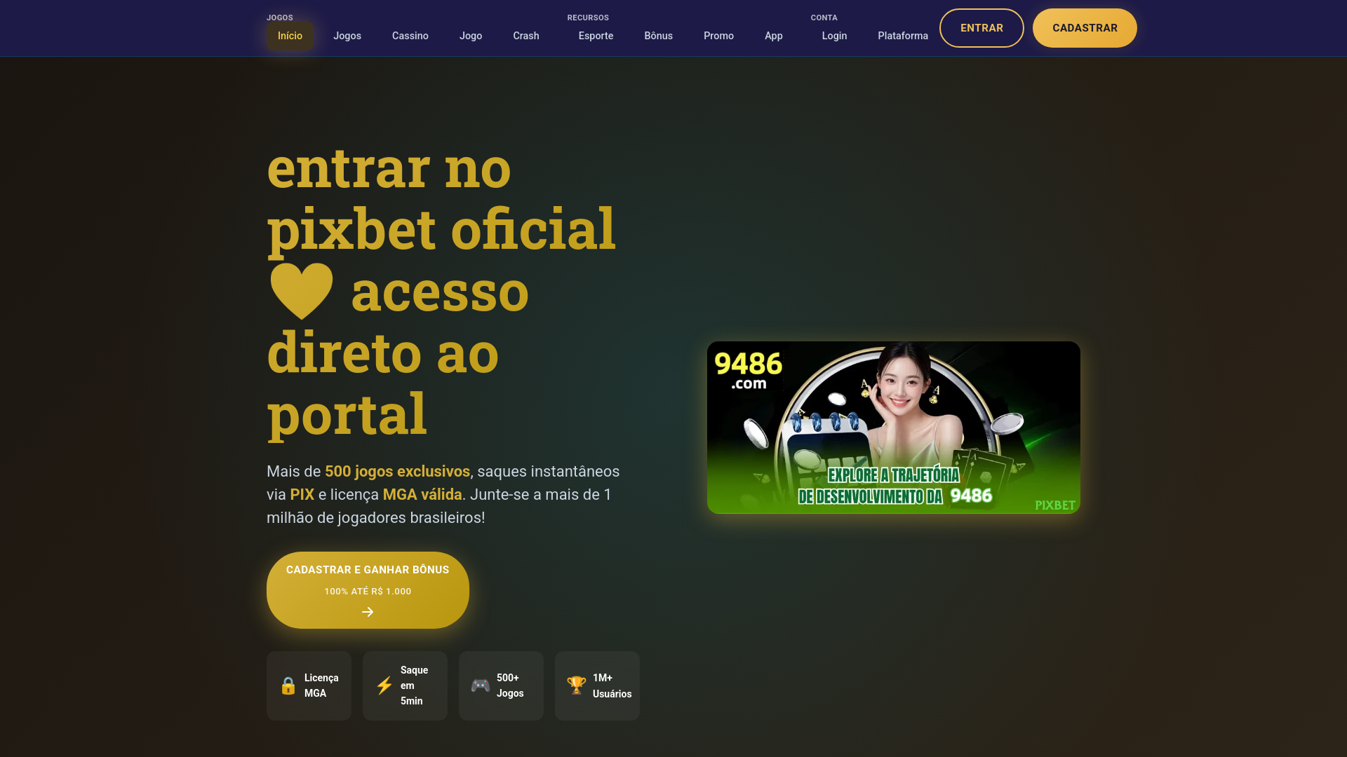 website screenshot of https://pixbetmax.com