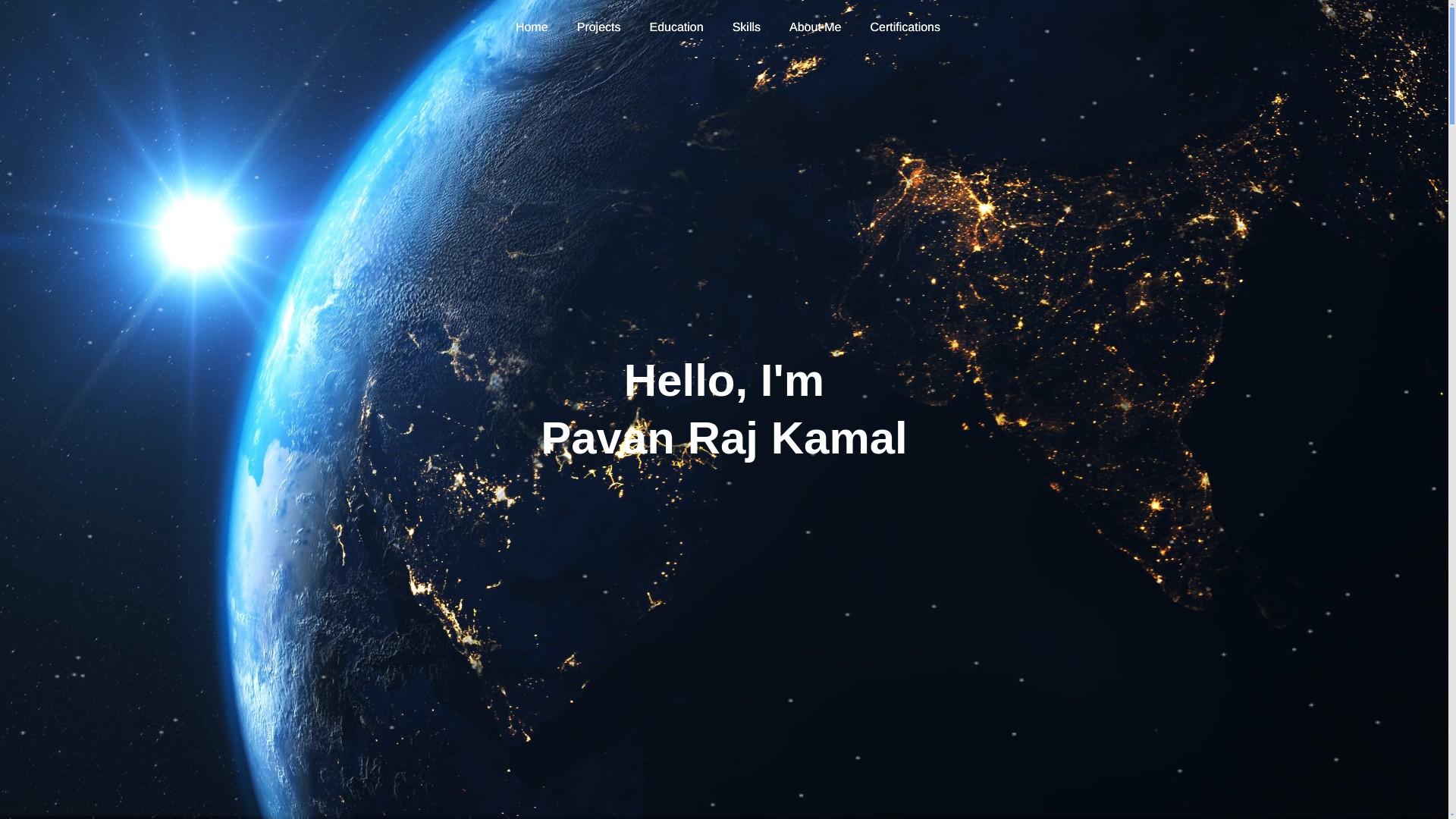 website screenshot of https://pavan-raj-kamal.me/