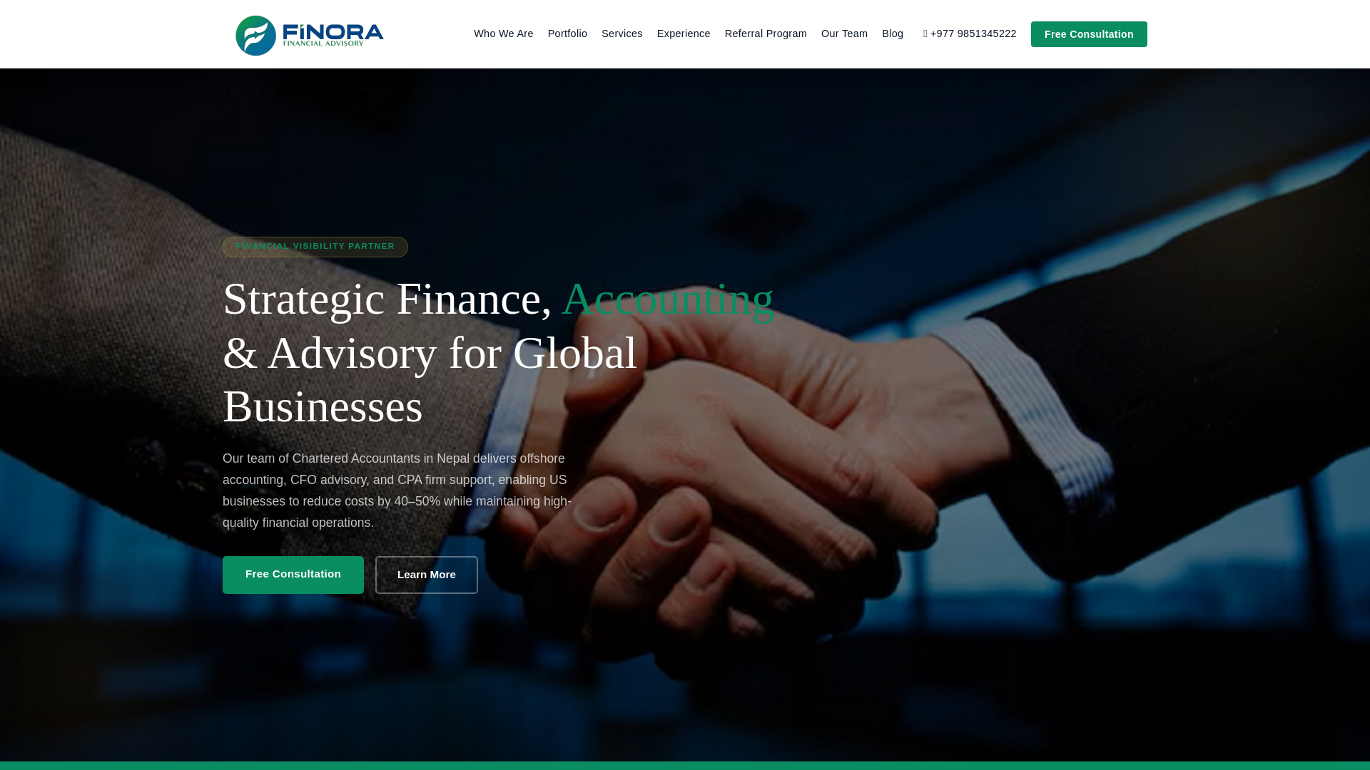 website screenshot of https://finoraadvisors.com/