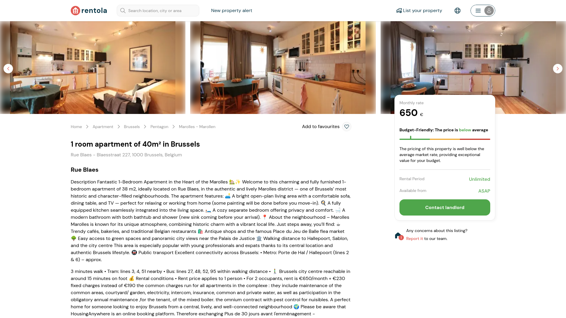 website screenshot of https://rentola.be/nl/listings/rue-blaes-p0858c6