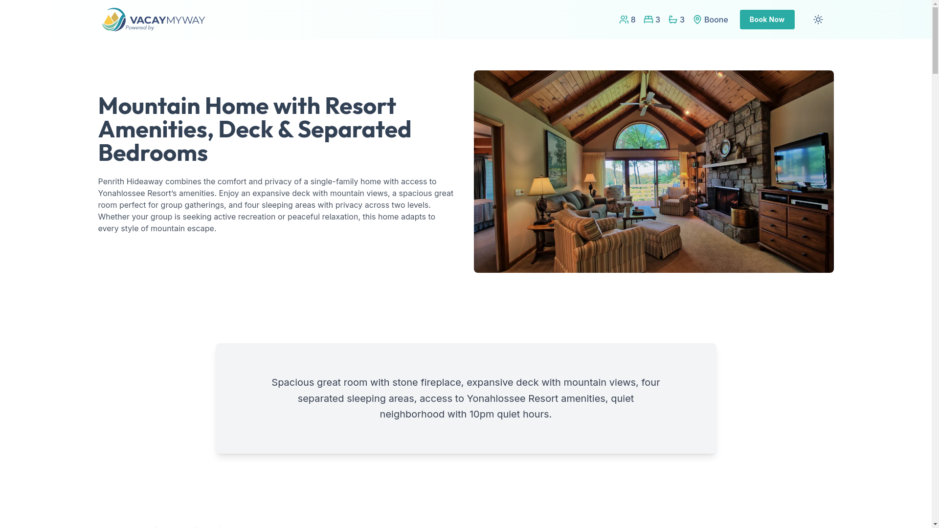 website screenshot of https://hideawaybald.vacations/