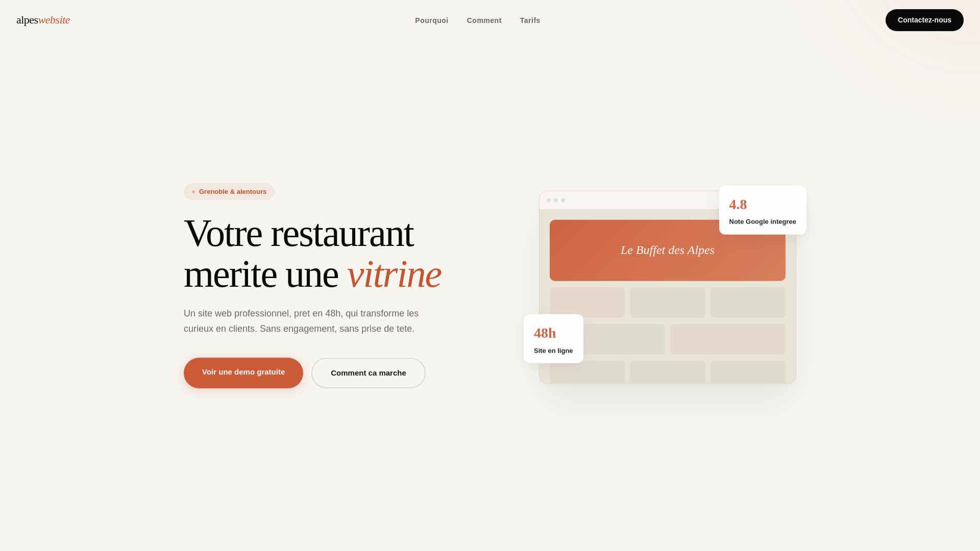 website screenshot of https://alpeswebsite.fr
