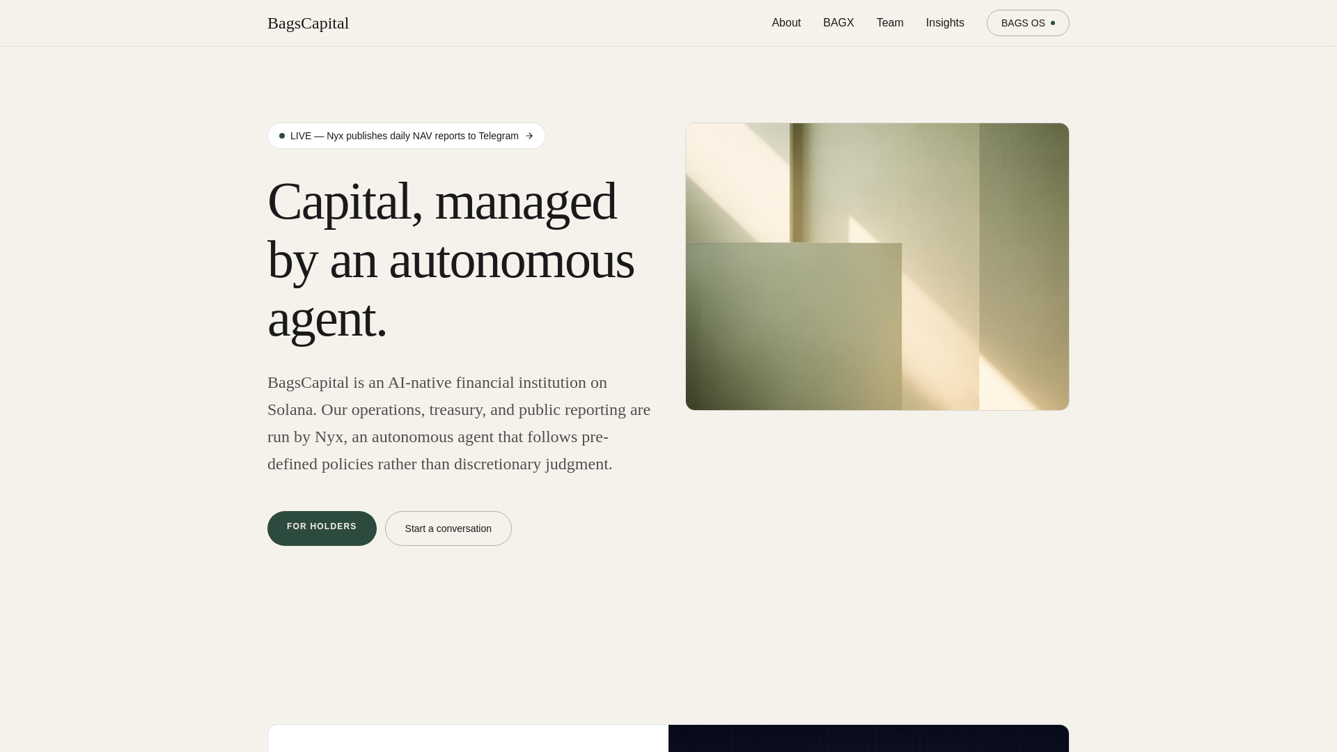 website screenshot of https://bagscapital-website.pages.dev/