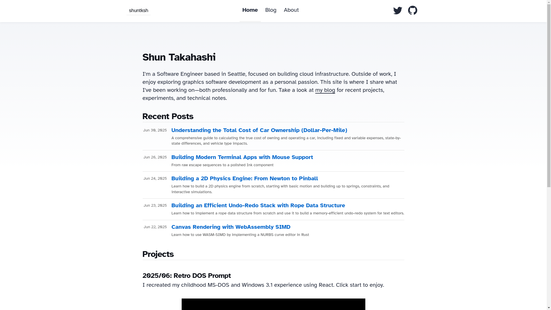 website screenshot of https://shuntksh.pages.dev/