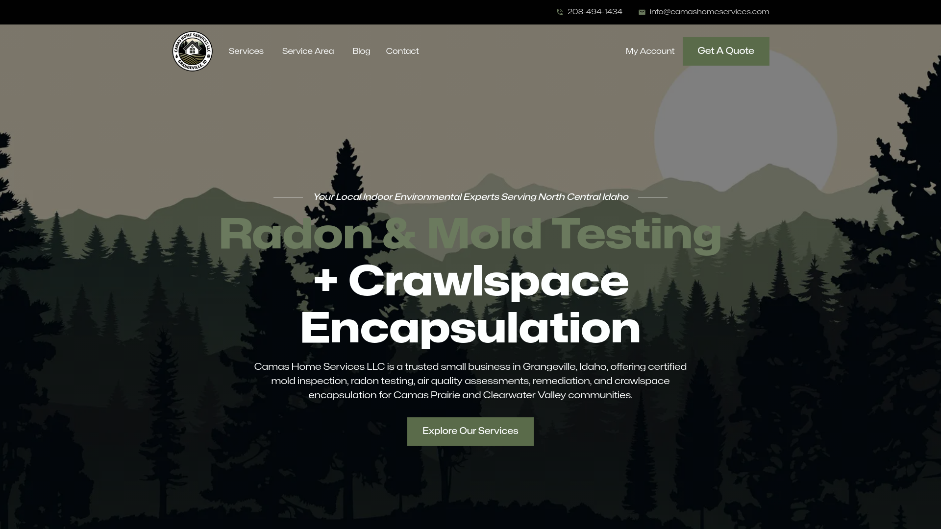 website screenshot of https://camashomeservices-website.pages.dev/