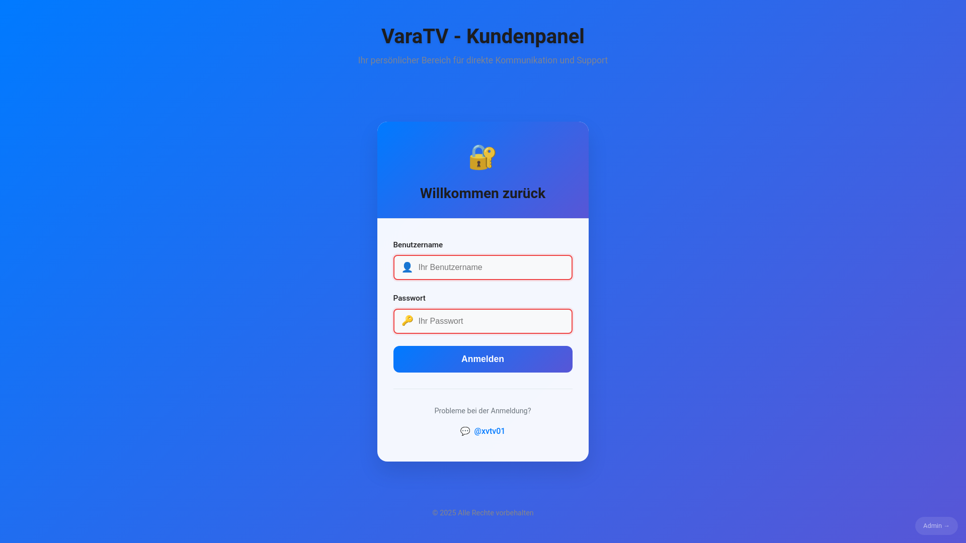 website screenshot of https://kunden-varatv.xyz/