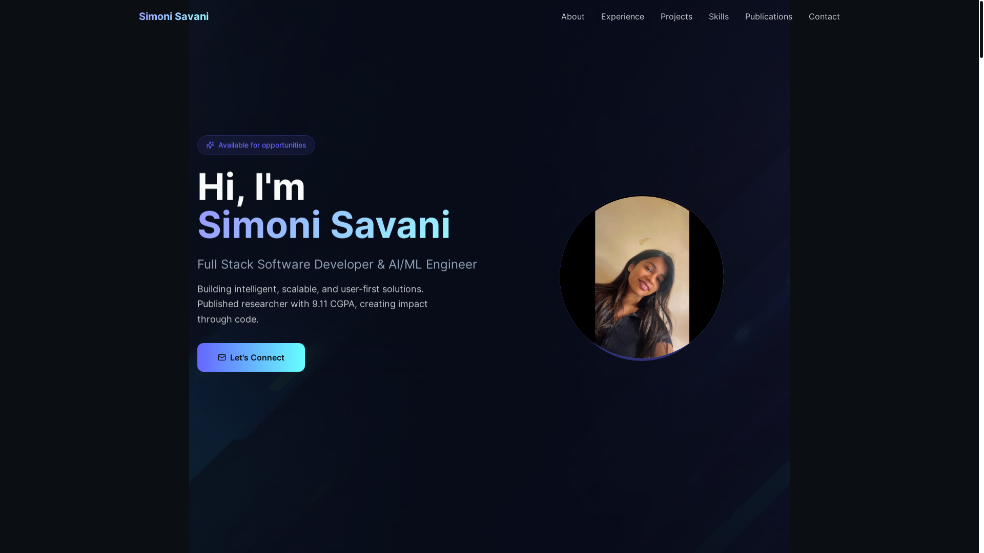 website screenshot of https://simonisavani.dev/
