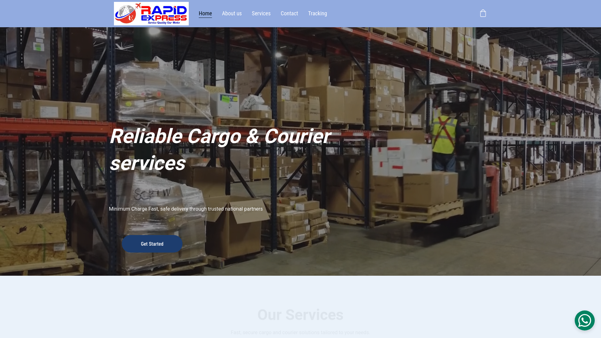 website screenshot of https://rapidexpresscargo.com/