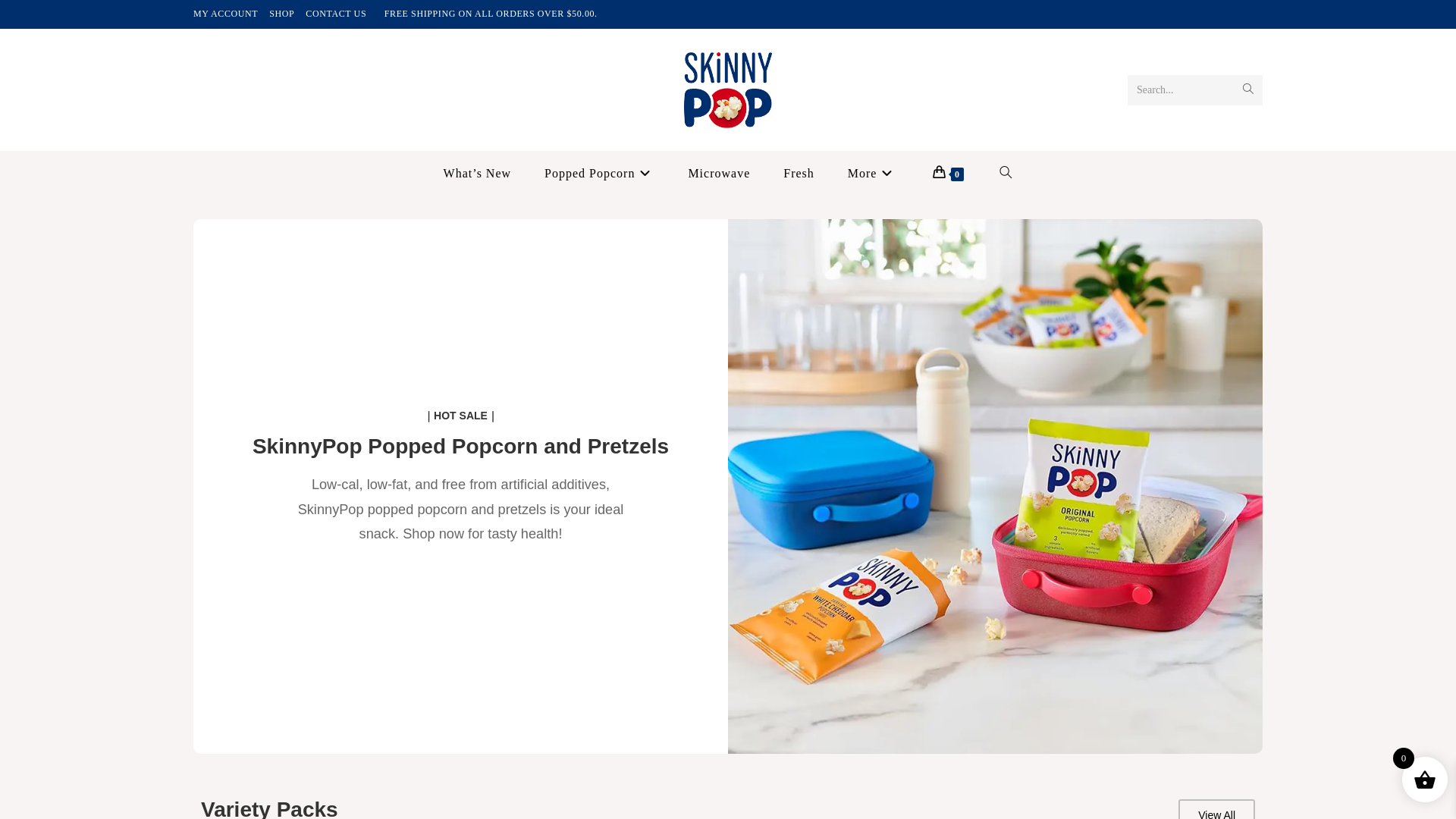website screenshot of https://skinnygrainpopcorn.com/