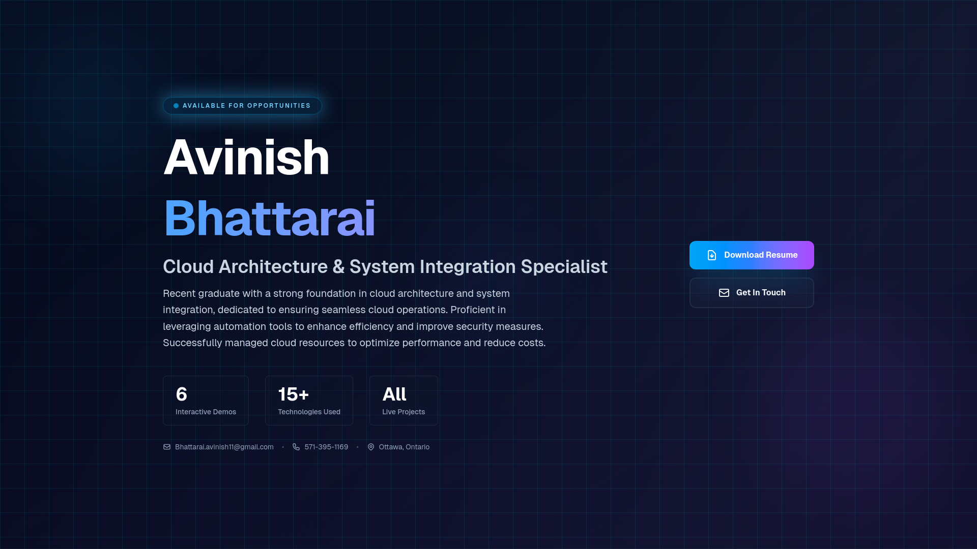 website screenshot of https://buildwithavi.ca/