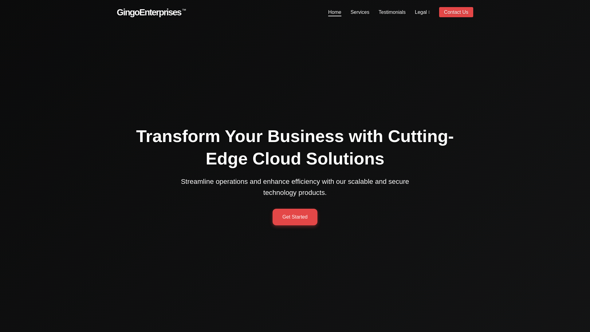 website screenshot of https://gingoenterprises.com/