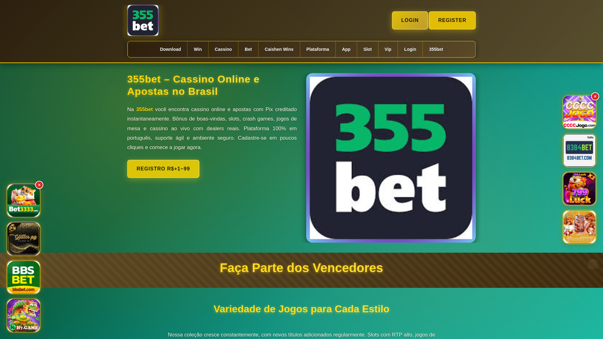 website screenshot of https://355betcara.com/