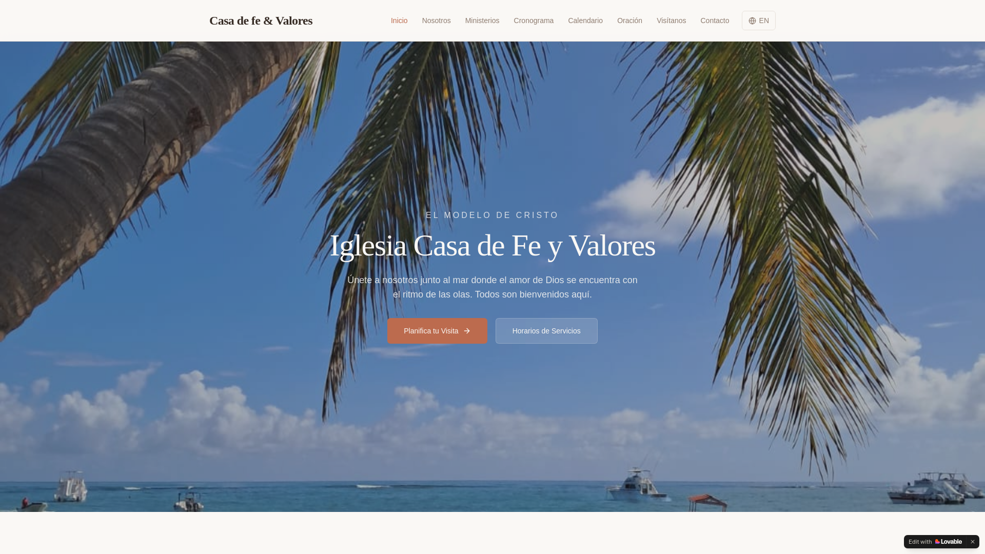 website screenshot of https://casadefeyvalores.com/