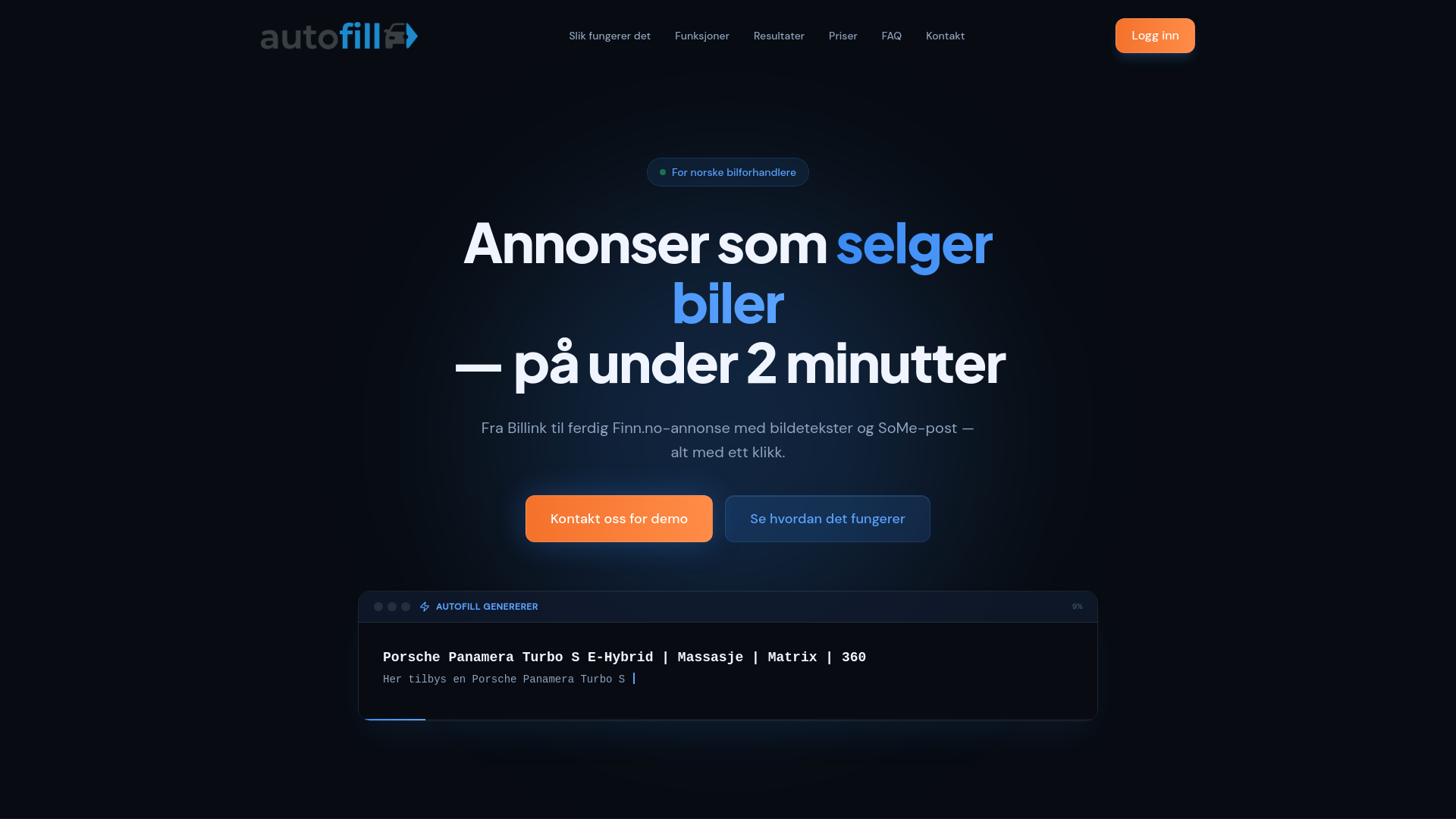 website screenshot of https://autofill.no/