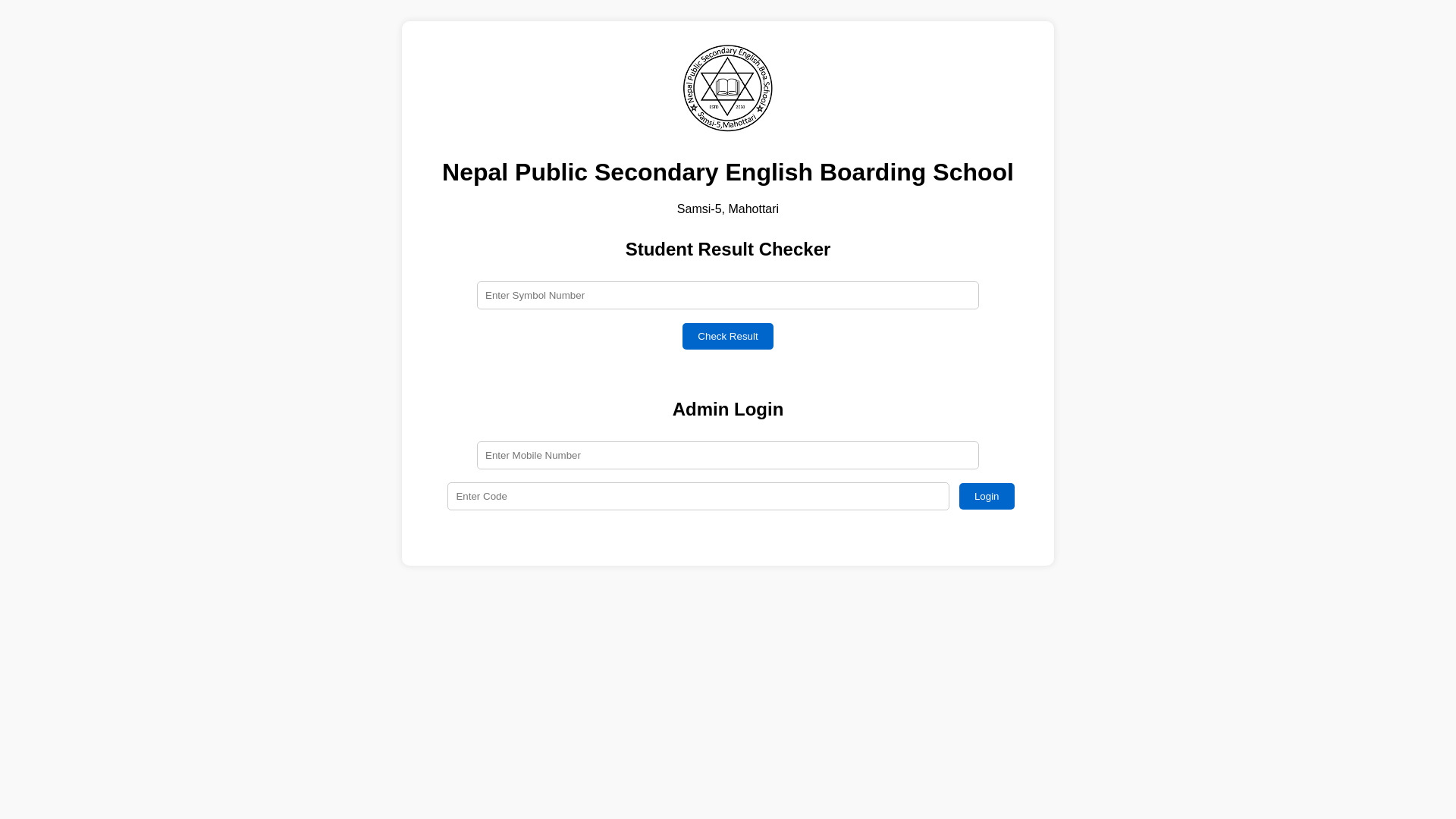 website screenshot of https://nepalpublicresults.pages.dev/
