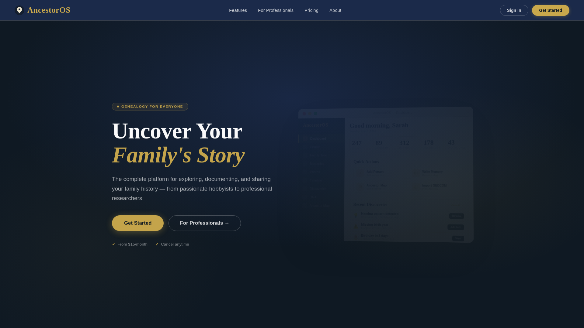 website screenshot of https://ancestoros.com
