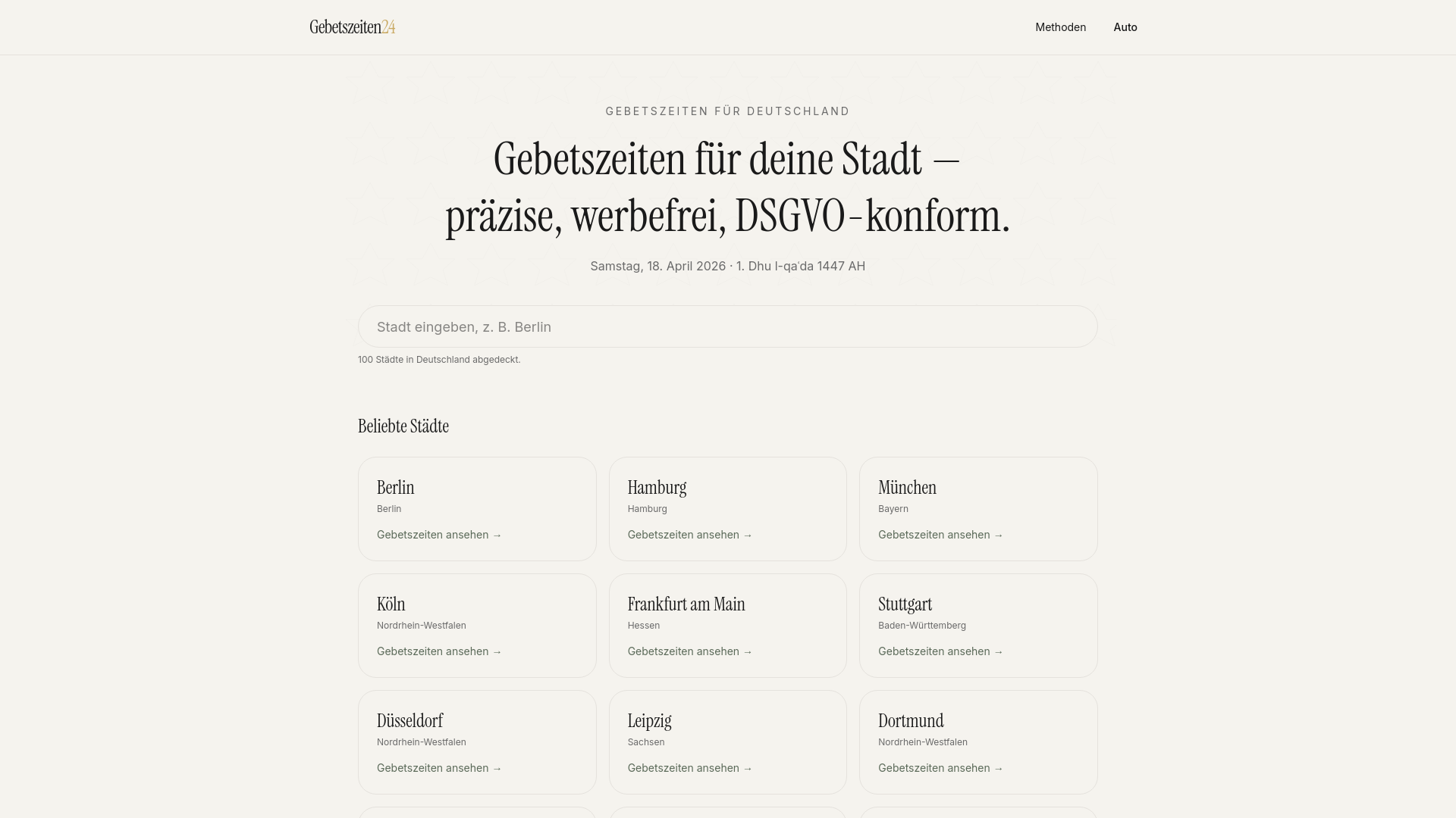 website screenshot of https://gebetszeiten24.pages.dev/
