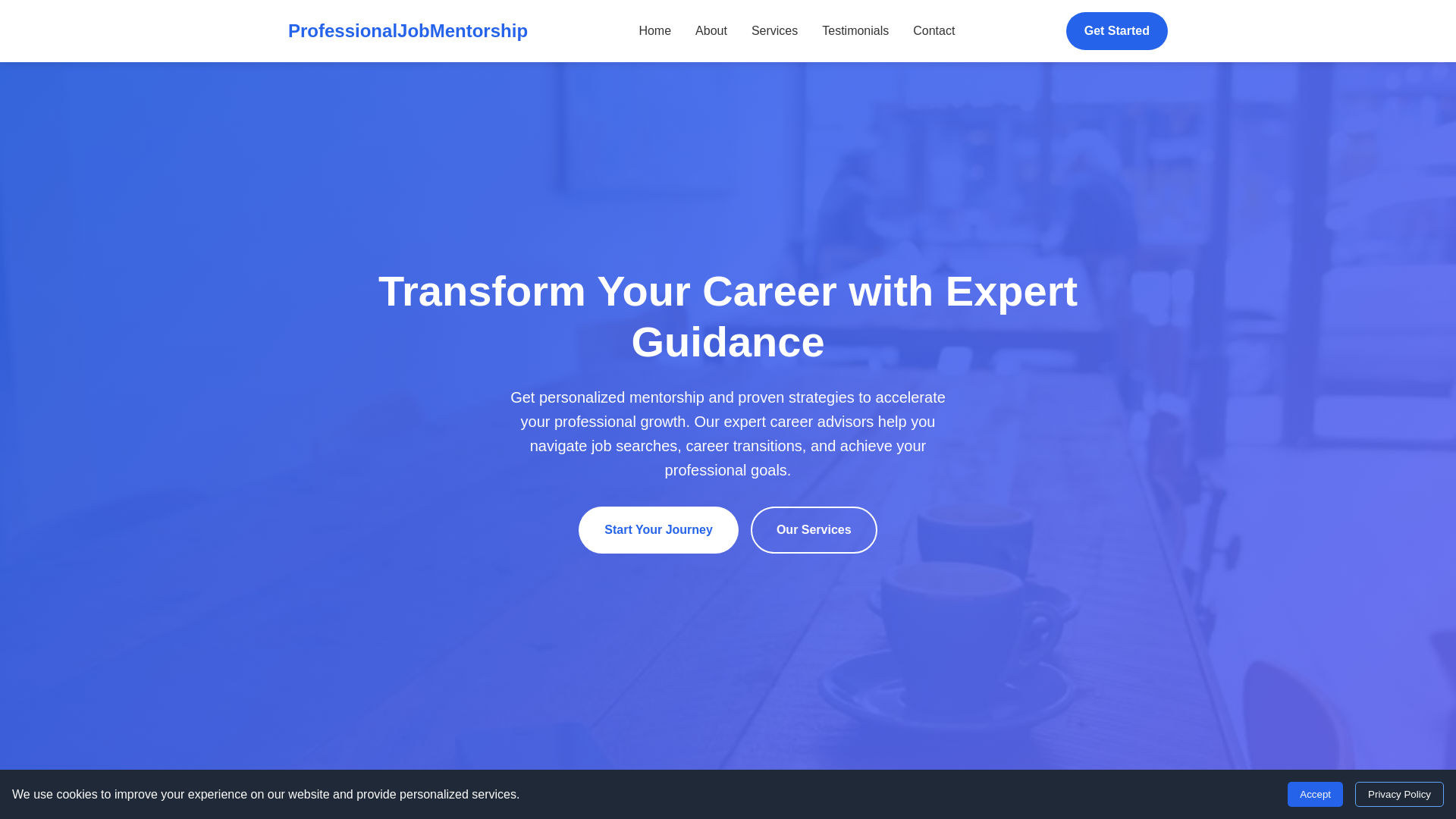 website screenshot of https://professionaljobmentorship.digital
