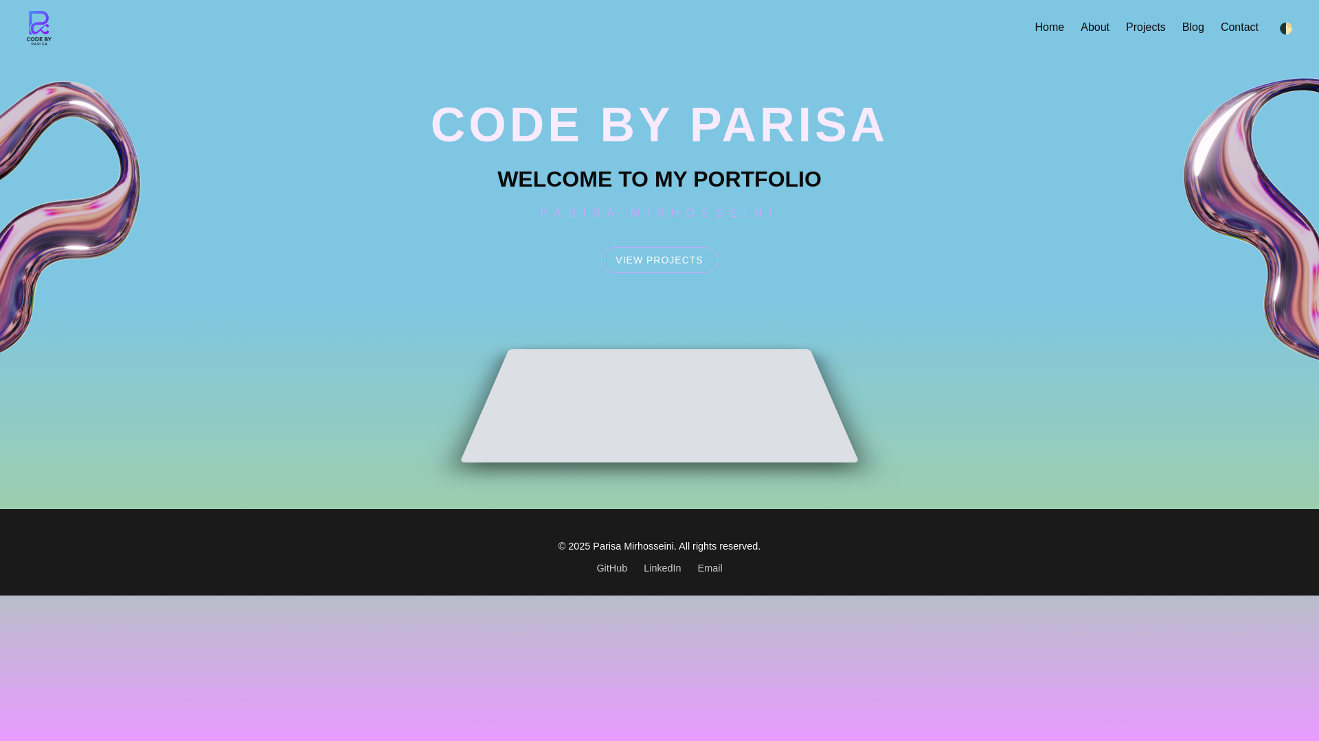 website screenshot of https://codebyparisa.com/