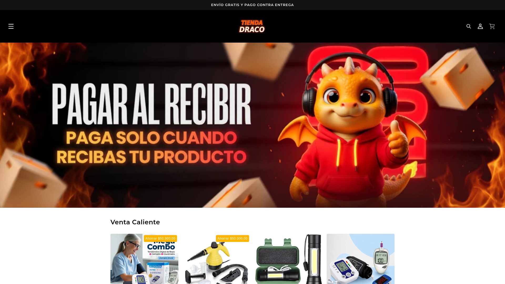 website screenshot of https://tiendadraco.online/